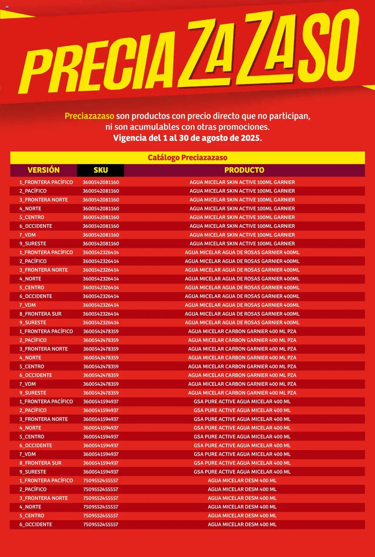 Nuevas ofertas de Soriana válidas en toda la República Mexicana desde el 01.08.2025. ¡Encuentra las mejores ofertas en Soriana - Catálogo Preciazazaso Mercado Nacional! | Página: 133 | Productos: Agua, Agua micelar