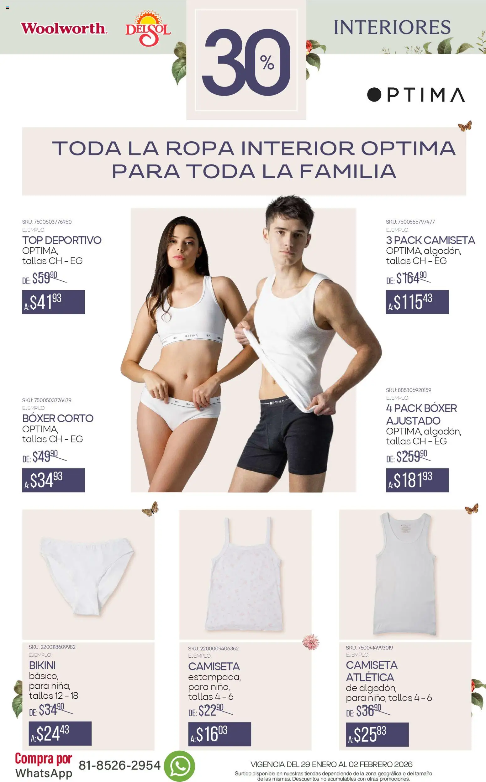 Nuevas ofertas de Del Sol y Woolworth válidas en toda la República Mexicana desde el 29.01.2026. ¡Encuentra las mejores ofertas en Del Sol y Woolworth catálogo Interiores! | Página: 5 | Productos: Ropa, Top, Bikini, Camiseta