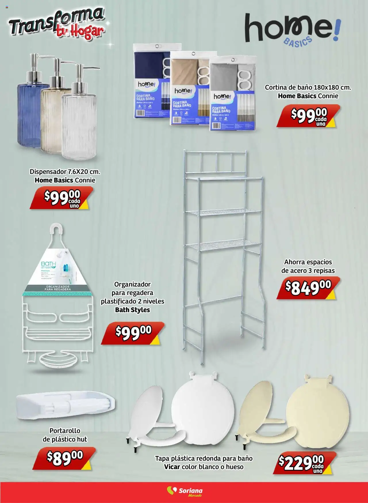 Nuevas ofertas de Soriana válidas en toda la República Mexicana desde el 28.08.2025. ¡Encuentra las mejores ofertas en Soriana - Transforma tu hogar Mercado Nacional! | Página: 19 | Productos: Organizador, Baño, Regadera