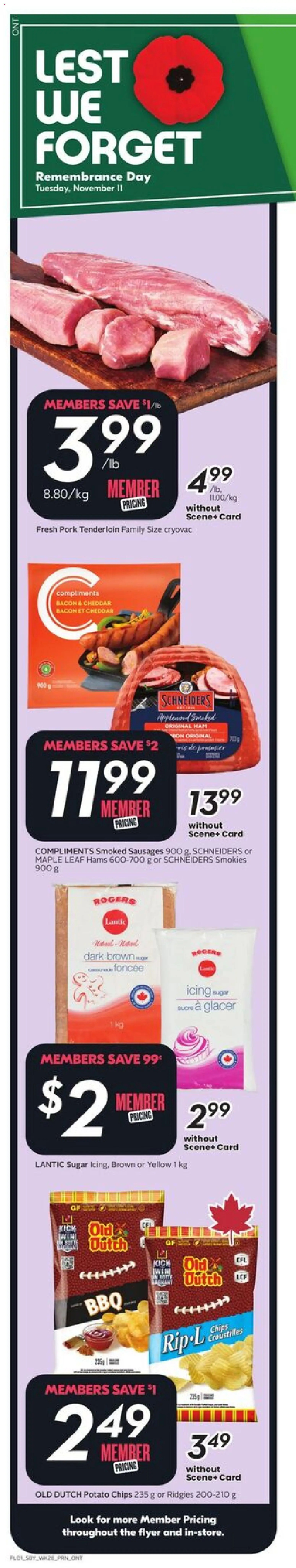 Sobeys flyer valid from 06.11.2025 | Page: 2 | Products: Chips, Ham, Pork