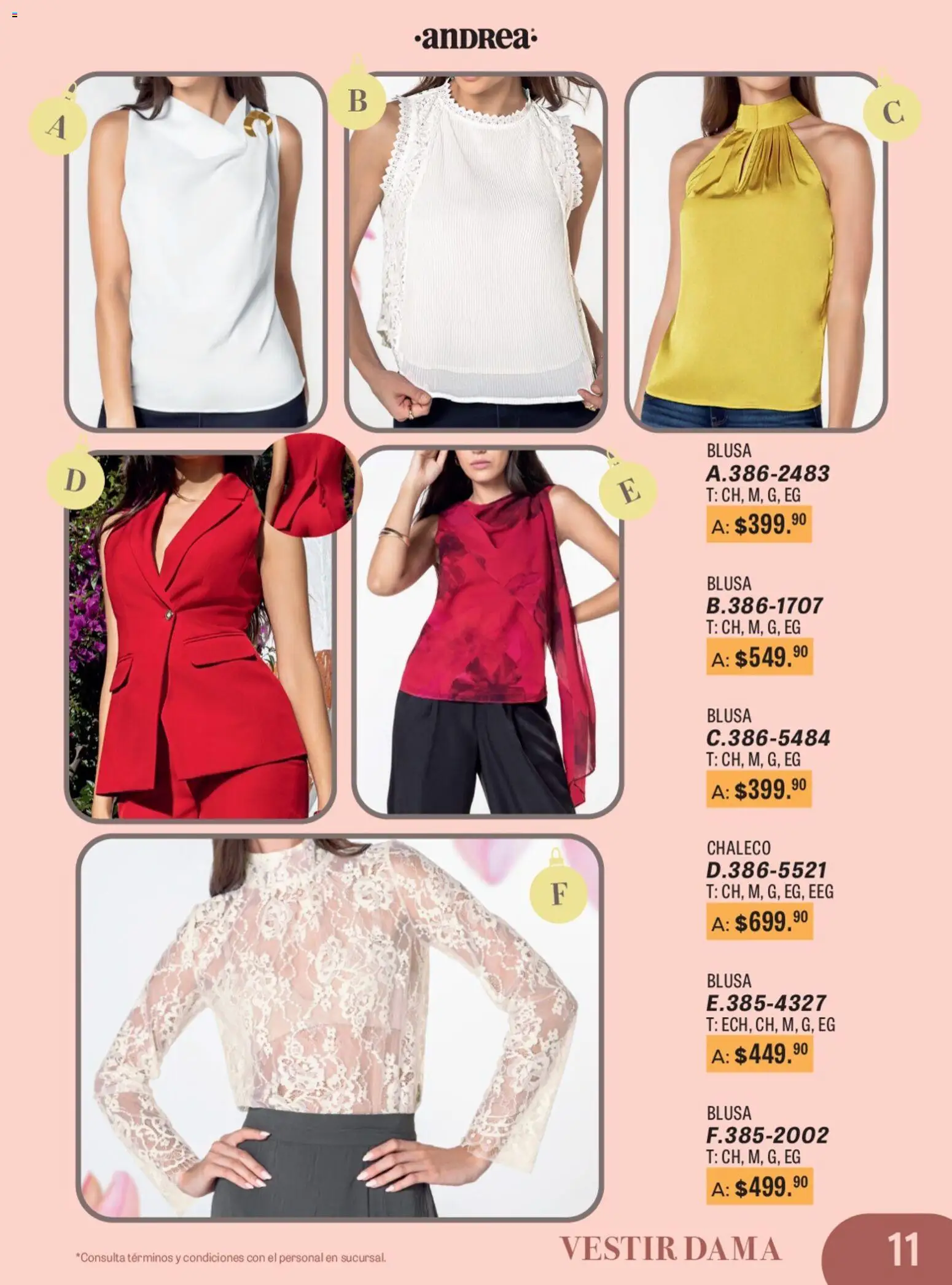 Nuevas ofertas de Andrea válidas en toda la República Mexicana desde el 11.01.2026. ¡Encuentra las mejores ofertas en Andrea catálogo Para Las Fiestas! | Página: 11 | Productos: Blusa, Chaleco