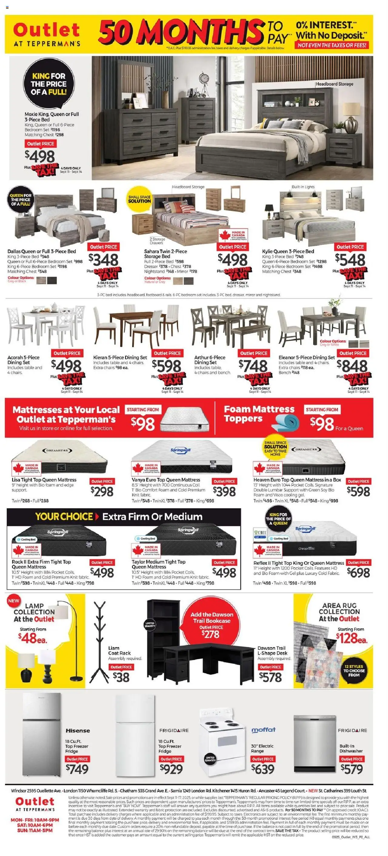 Tepperman's flyer valid from 11.09.2025 | Page: 16 | Products: Freezer, Mattress, Lamp, Coat