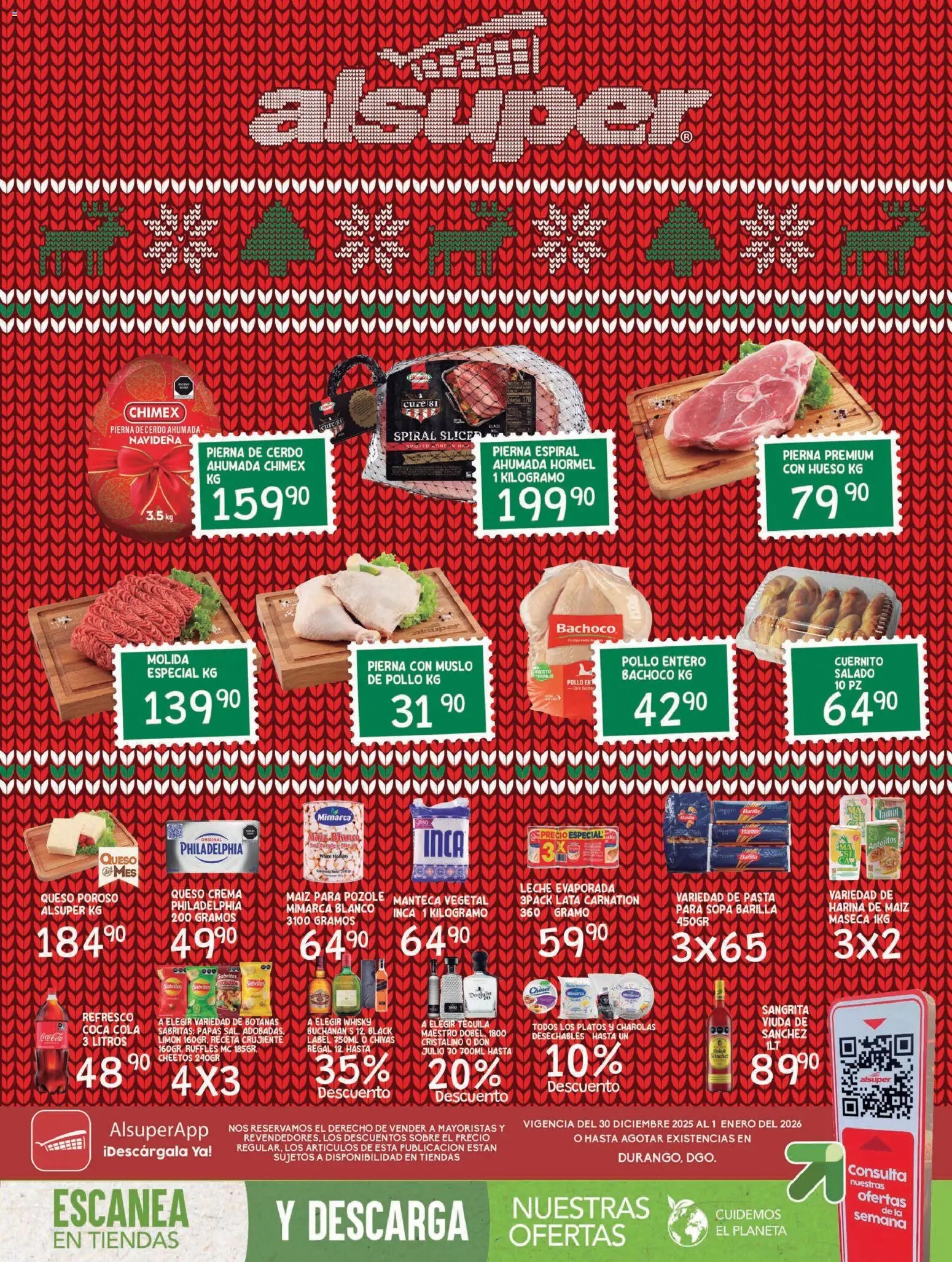Nuevas ofertas de Alsuper válidas en toda la República Mexicana desde el 30.12.2025. ¡Encuentra las mejores ofertas en Alsuper folleto Durango! | Página: 1 | Productos: Pollo, Sopa, Crema, Pasta