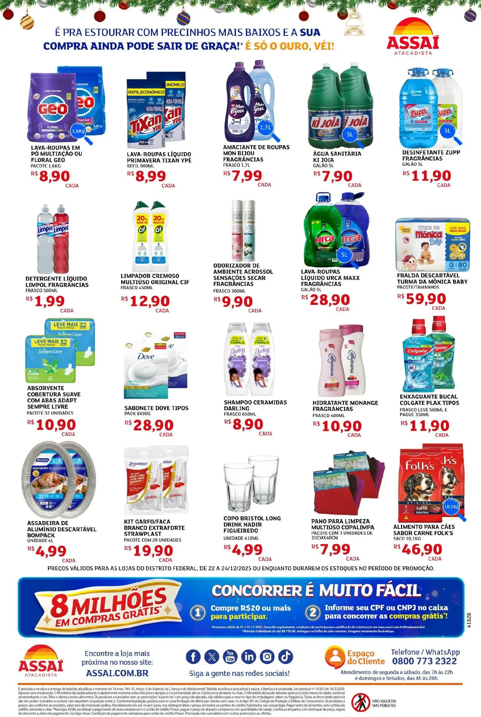 Assaí Atacadista Folheto - válido de 22.12.2025 | Página: 4 | Produtos: Enxaguante bucal, Detergente, Faca, Absorvente