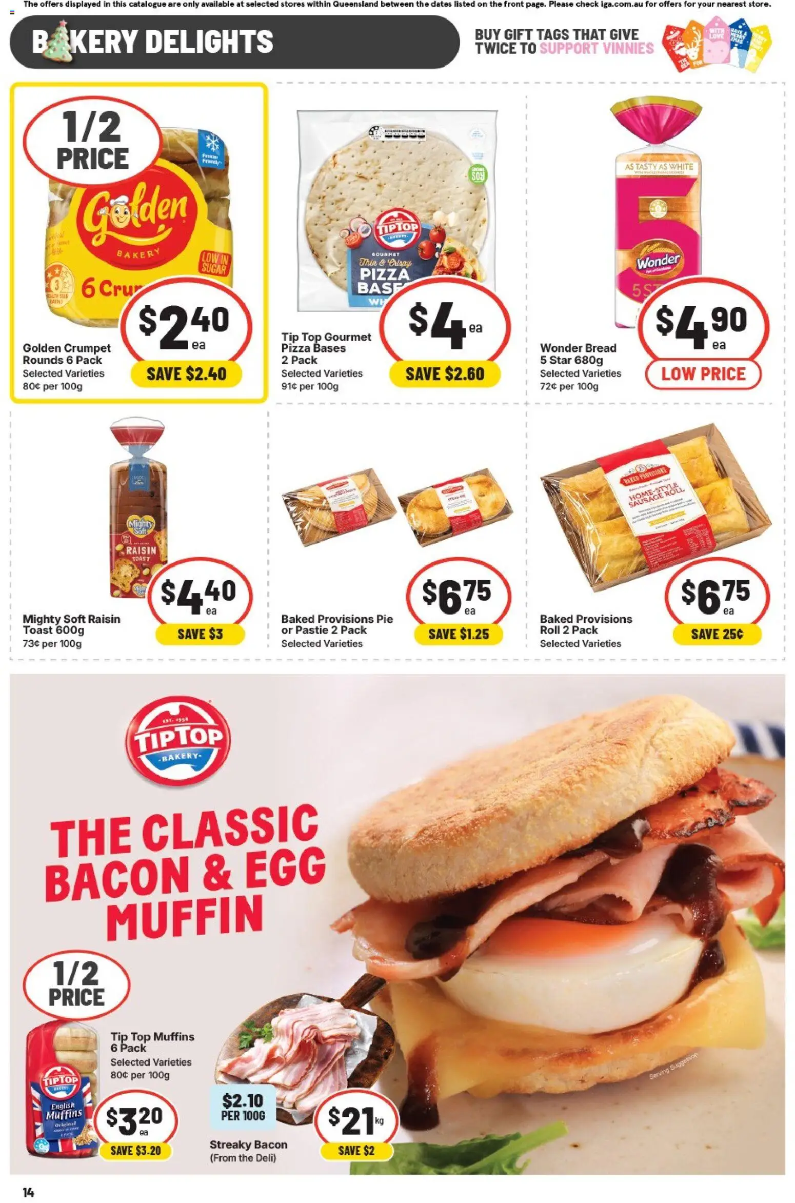 IGA catalogue - valid from 19.11.2025 | Page: 15 | Products: Bacon, Bread, Pizza, Bakery