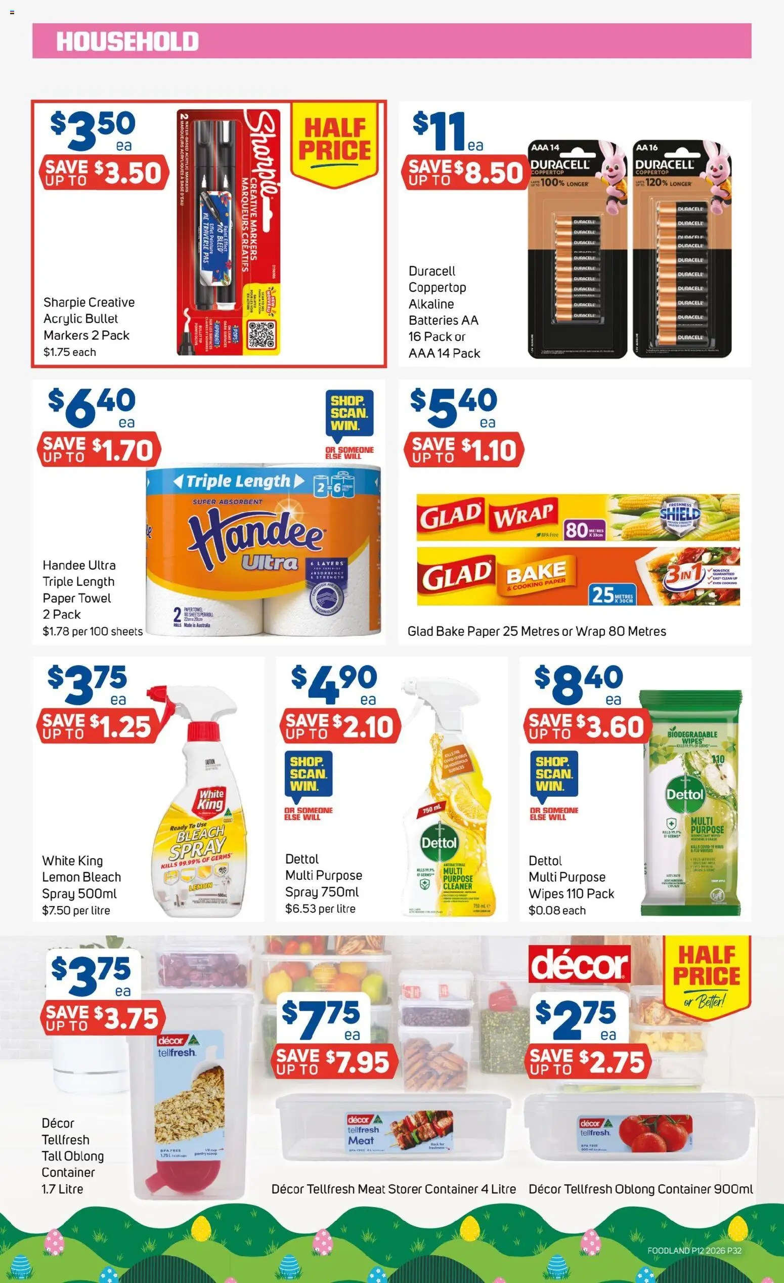 Foodland catalogue - valid from 18.03.2026 | Page: 32 | Products: Household, Cleaner, Meat, Batteries