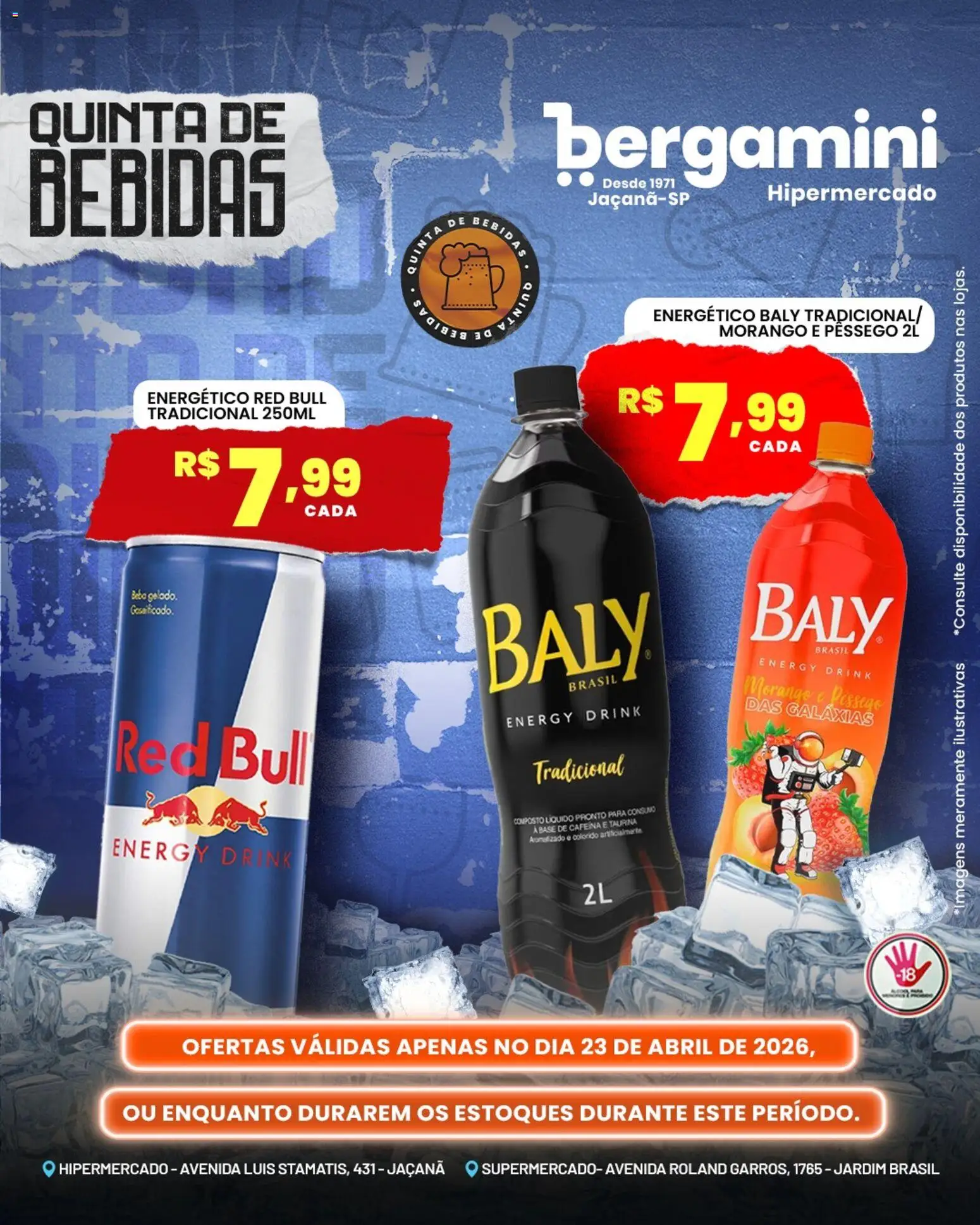 Supermercado Bergamini Folheto - válido de 23.04.2026 | Página: 14 | Produtos: Pêssego, Energético, Base, Tinta