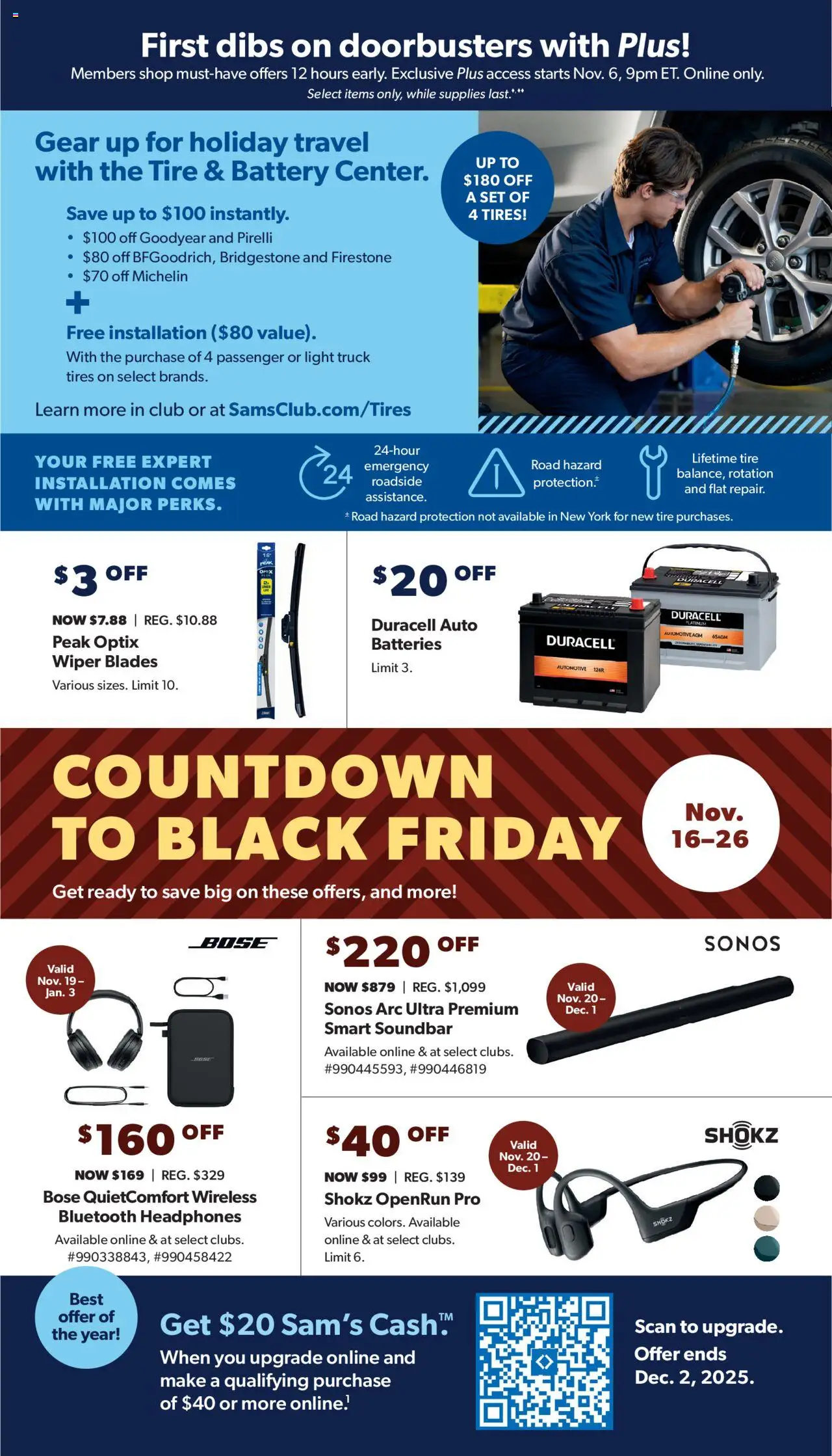 Sam's Club Black Friday - valid from 20.10.2025 | Page: 11 | Products: Battery, Tire, Wiper, Headphones