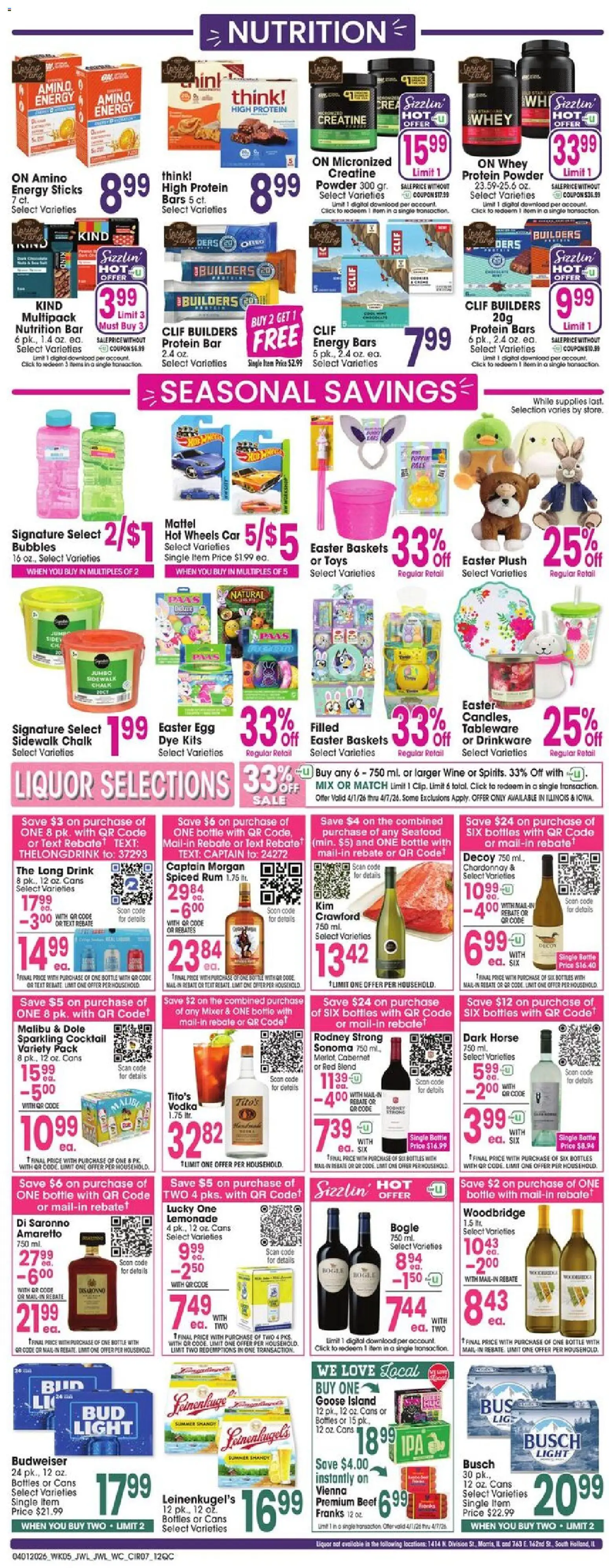 Jewel Osco Weekly Ad - IL - valid from 01.04.2026 | Page: 7 | Products: Creatine, Wine, Vodka, Mixer