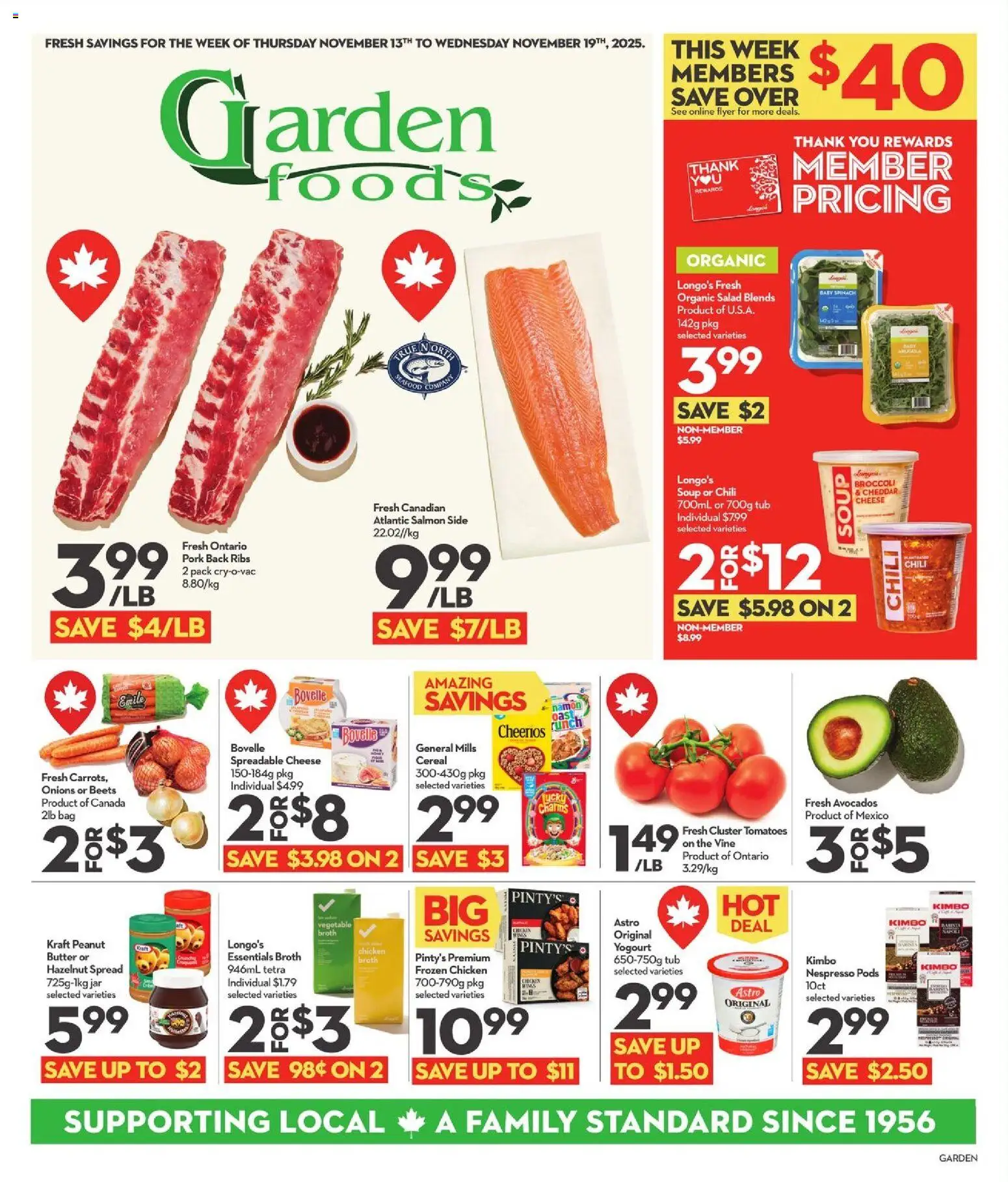 Longo's flyer valid from 13.11.2025 | Page: 1 | Products: Salad, Bag, Butter, Cheese