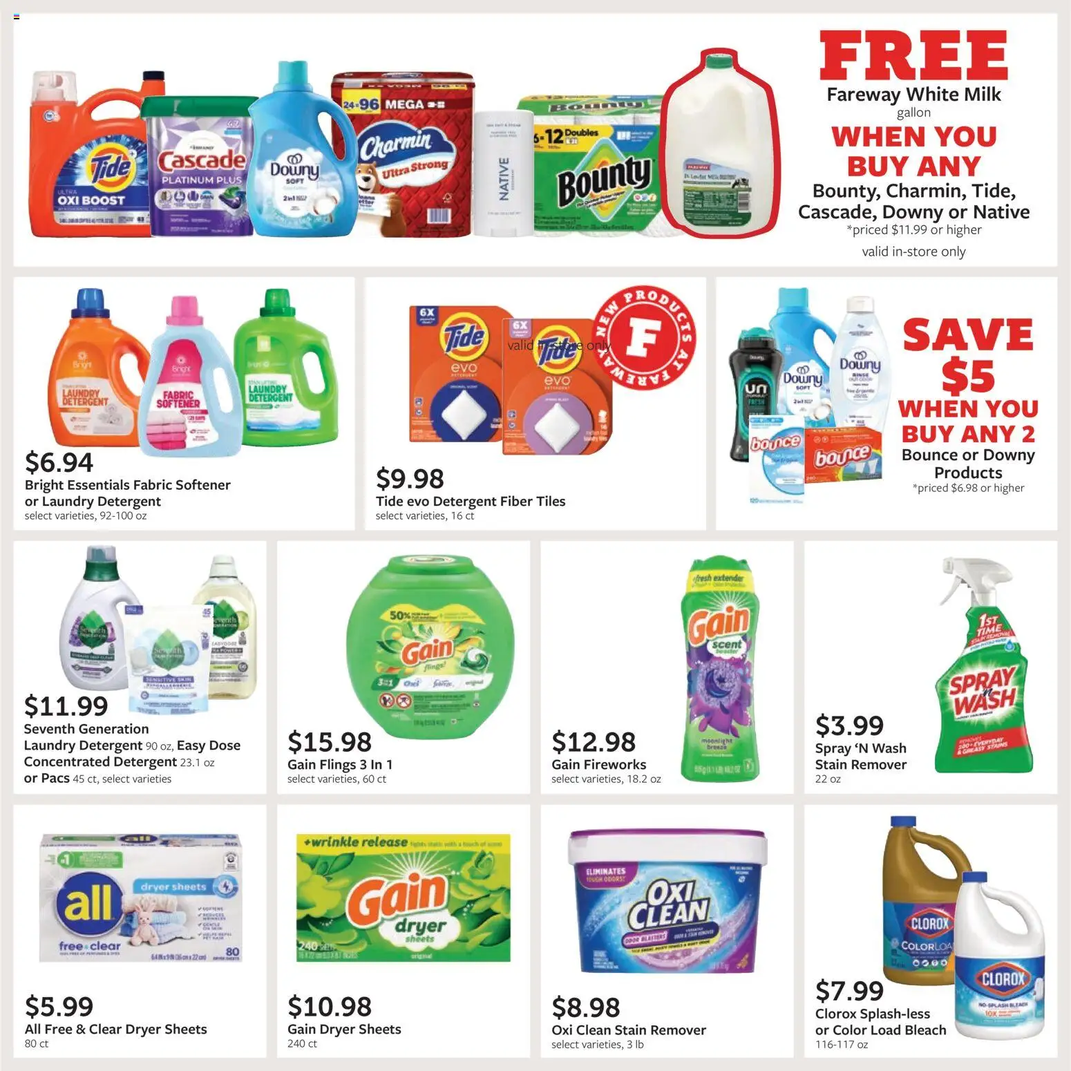 Fareway Monthly Ad - valid from 30.03.2026 | Page: 30 | Products: Milk, Fabric softener, Detergent, Dryer