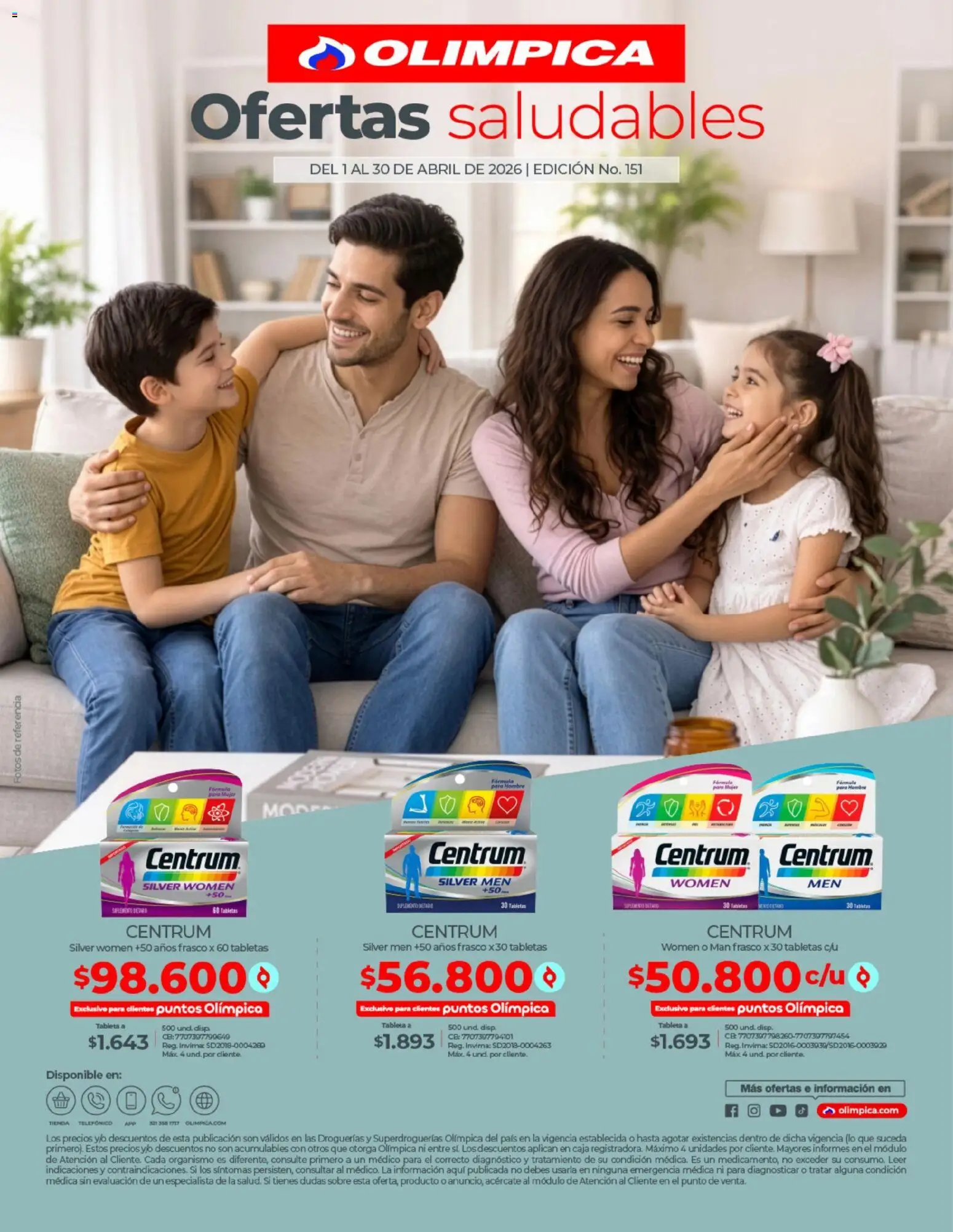 Olímpica revista - valida desde el 01.04.2026 | Página: 1 | Productos: Frasco, Tableta, Sobre, Caja