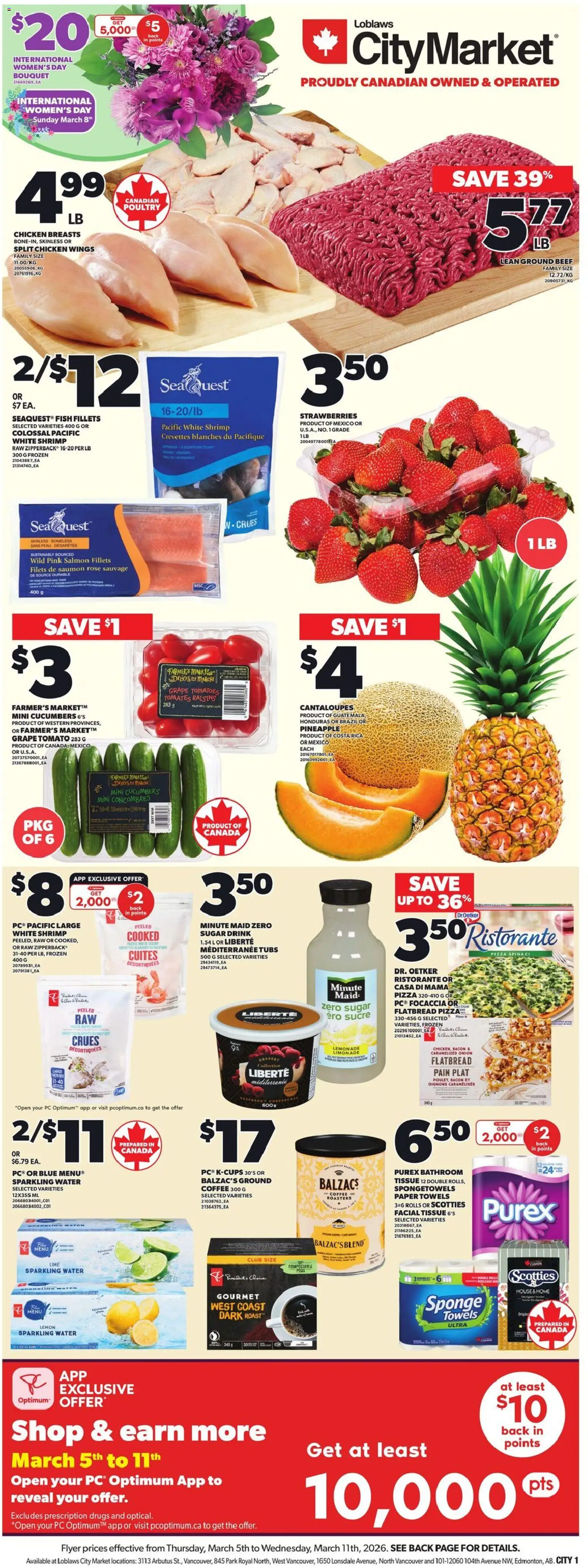 Loblaws flyer valid from 05.03.2026 | Page: 3 | Products: Fish, Chicken wings, PC, Tomatoes