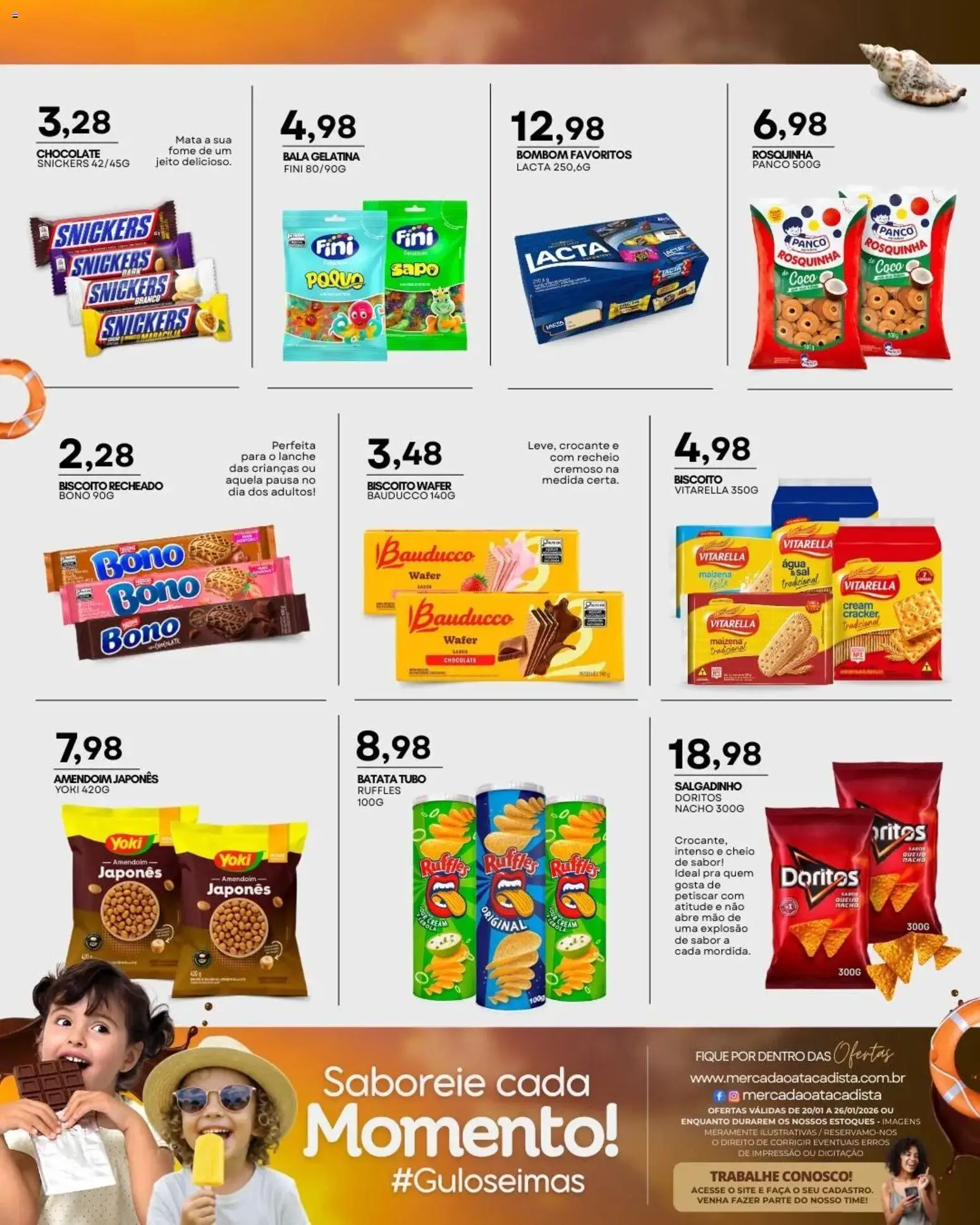 Mercadão Atacadista Folheto - válido de 20.01.2026 | Página: 8 | Produtos: Biscoito, Chocolate, Bala, Gelatina
