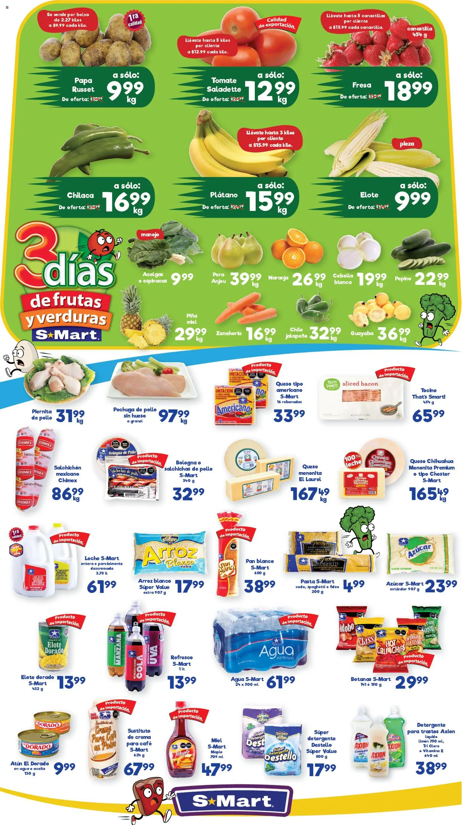 Nuevas ofertas de S-Mart válidas en toda la República Mexicana desde el 20.01.2026. ¡Encuentra las mejores ofertas en S-Mart folleto Chihuahua! | Página: 1 | Productos: Plátano, Aceite, Pan, Café