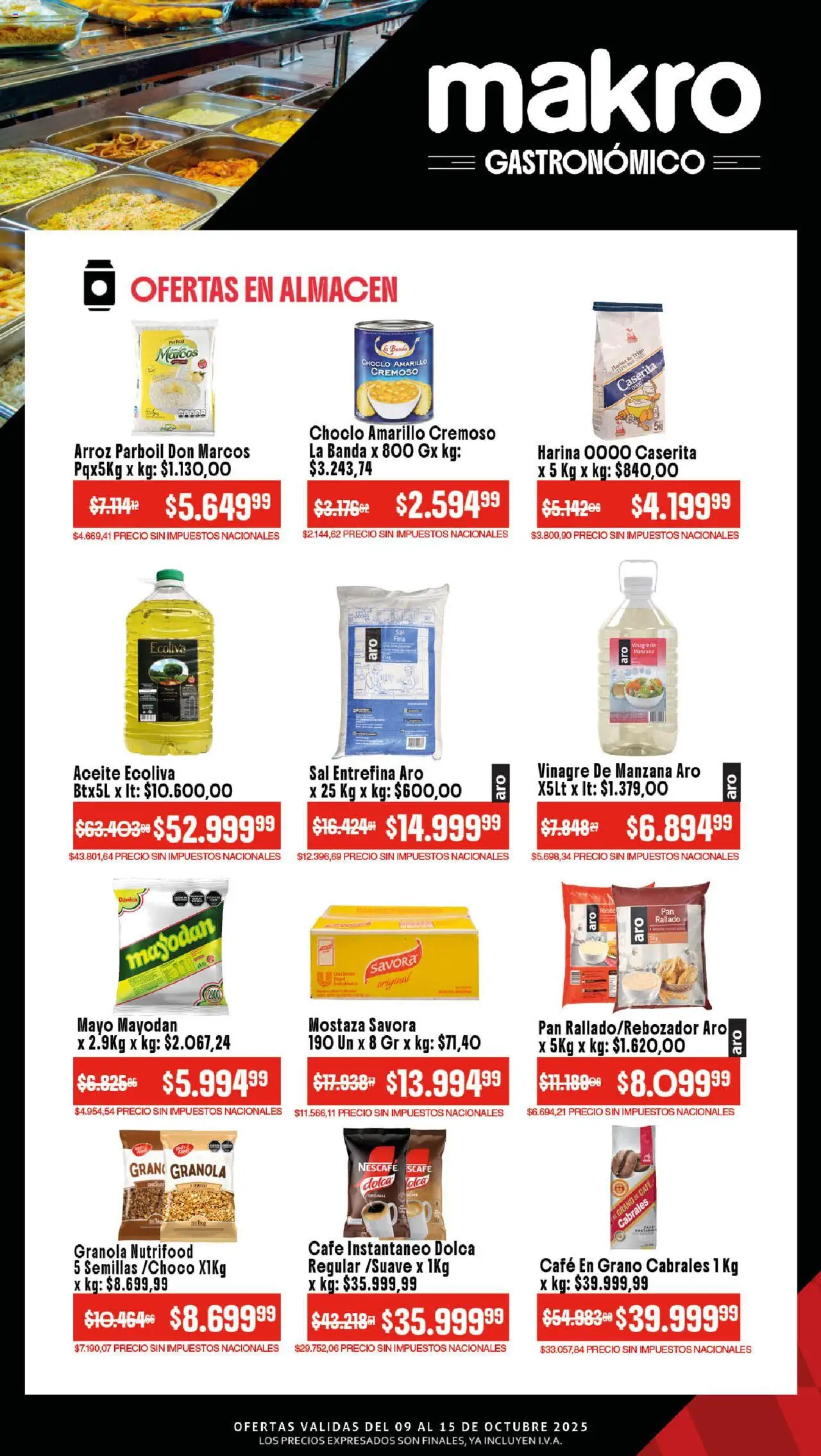 Makro ofertas │ válido desde el 09.10.2025 | Página: 3 | Productos: Choclo, Sal, Pan, Arroz
