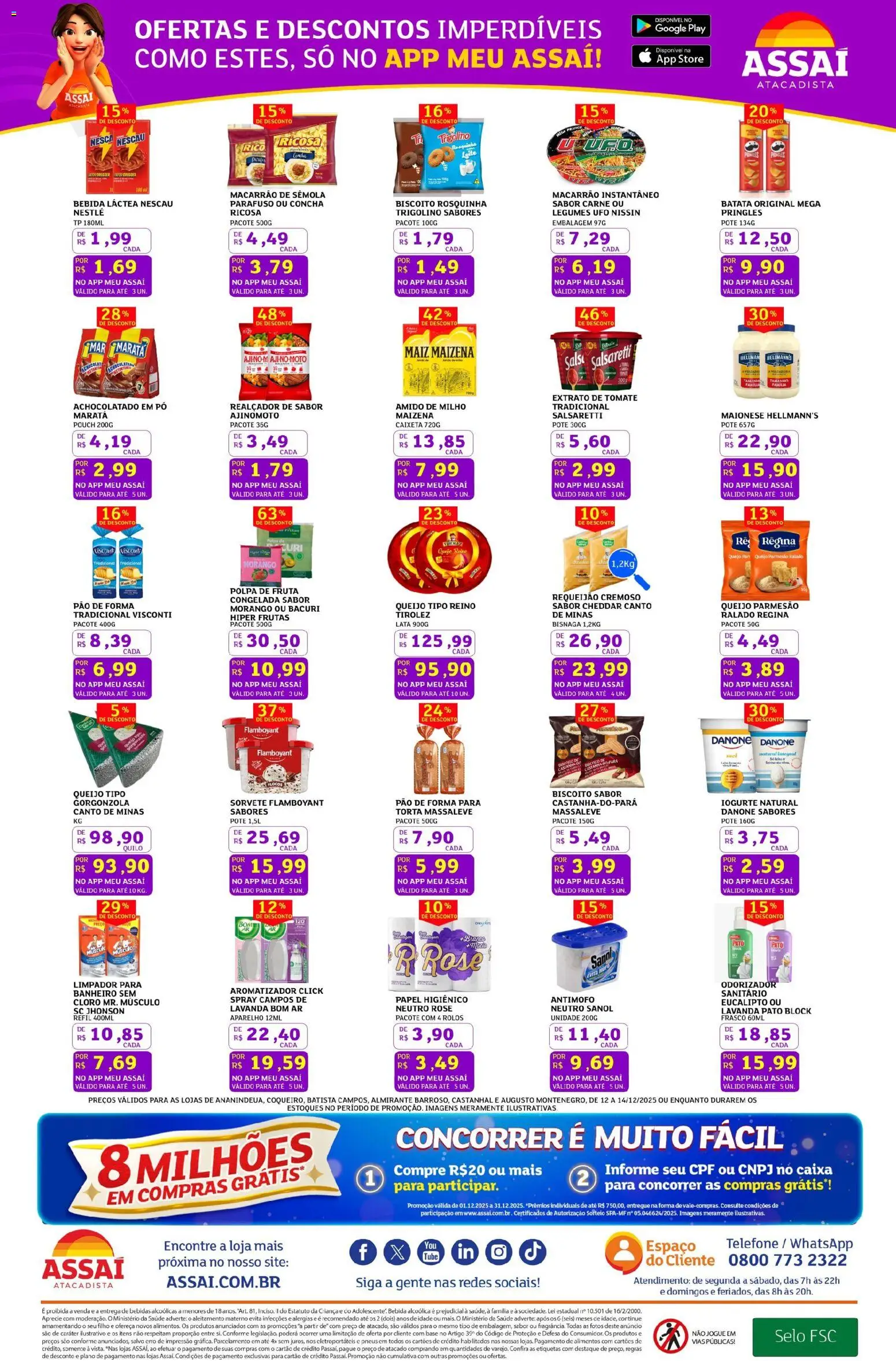 Assaí Atacadista Folheto - válido de 12.12.2025 | Página: 3 | Produtos: Pó, Pneus, Macarrão instantâneo, Rosquinha