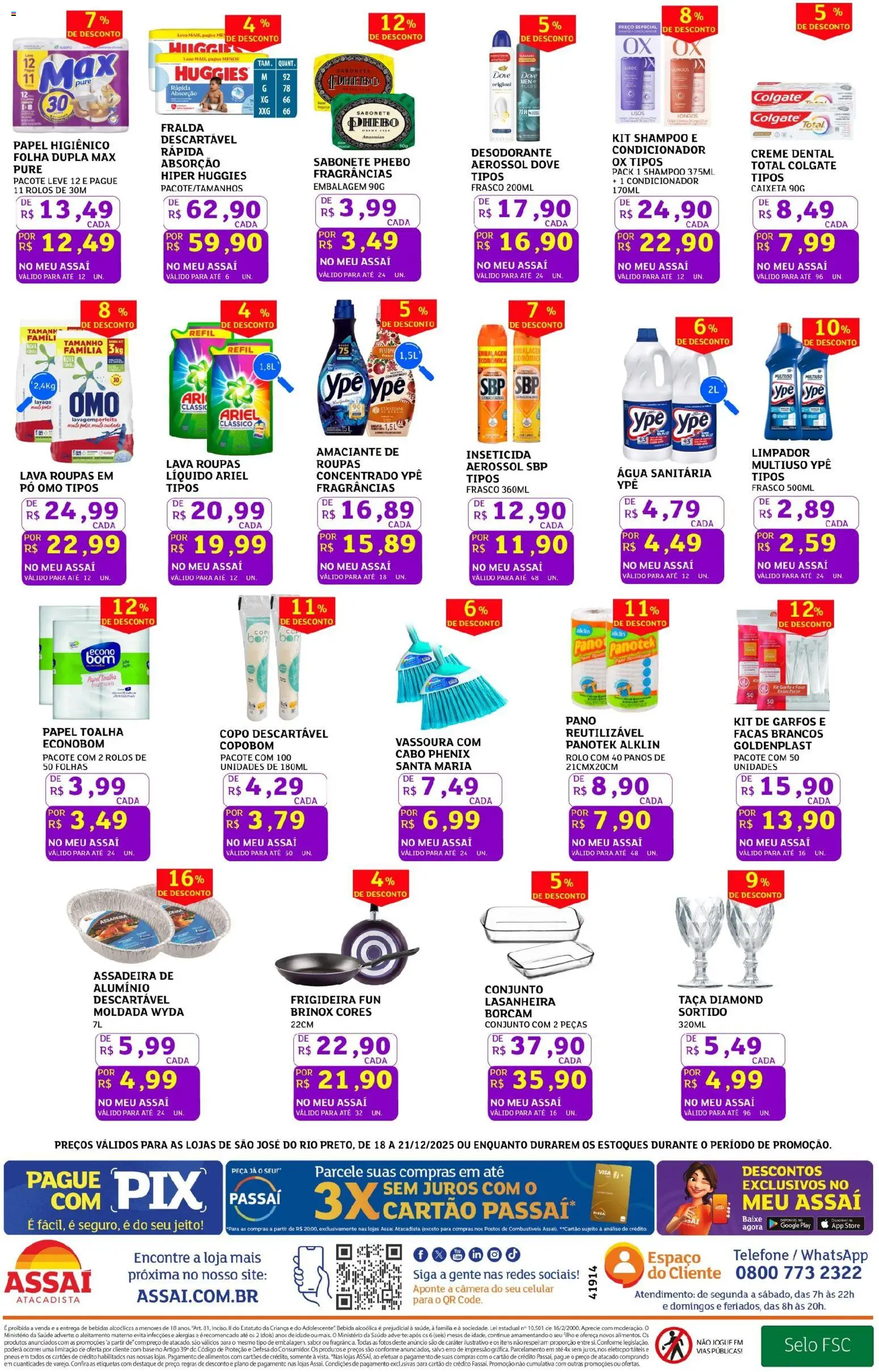 Assaí Atacadista Folheto - válido de 18.12.2025 | Página: 4 | Produtos: Papel toalha, Roupas, Telefone, Inseticida