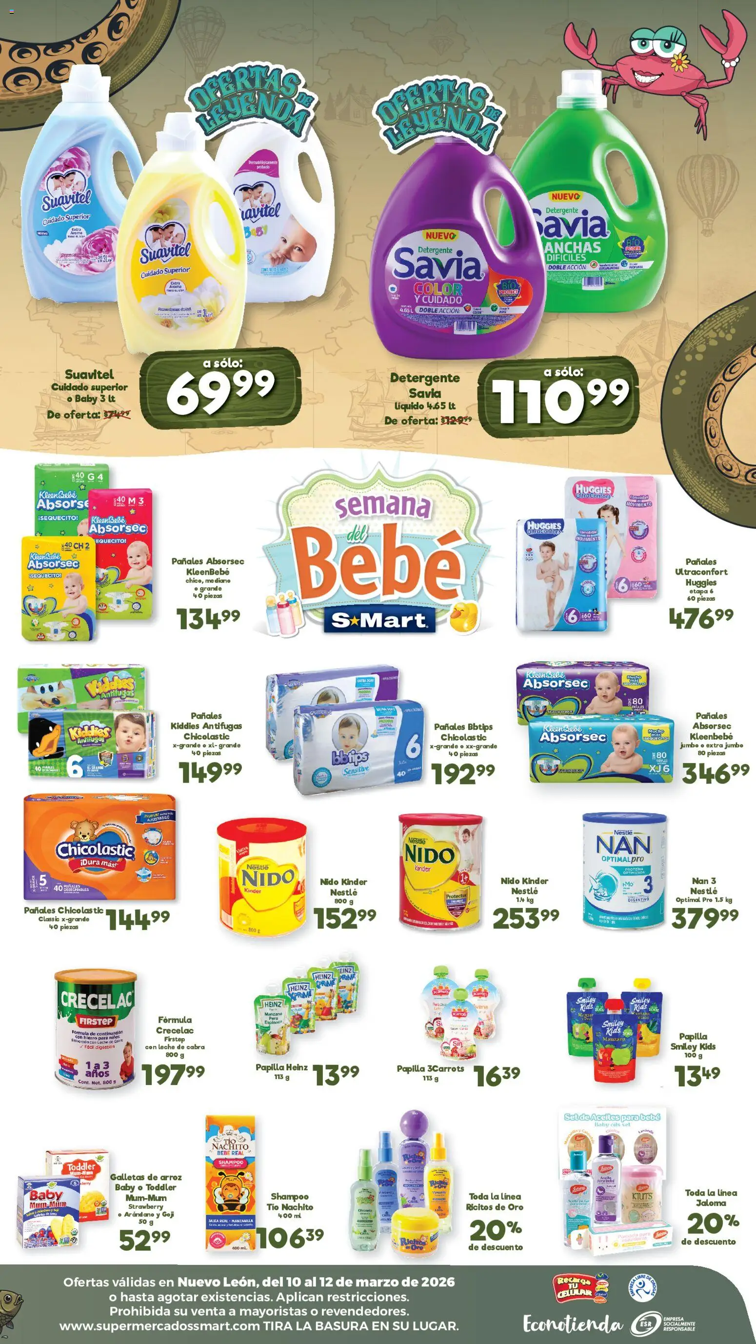 Nuevas ofertas de S-Mart válidas en toda la República Mexicana desde el 10.03.2026. ¡Encuentra las mejores ofertas en S-Mart folleto Ofertas de feria Monterrey! | Página: 2 | Productos: Pera, Arroz, Galletas, Pañales