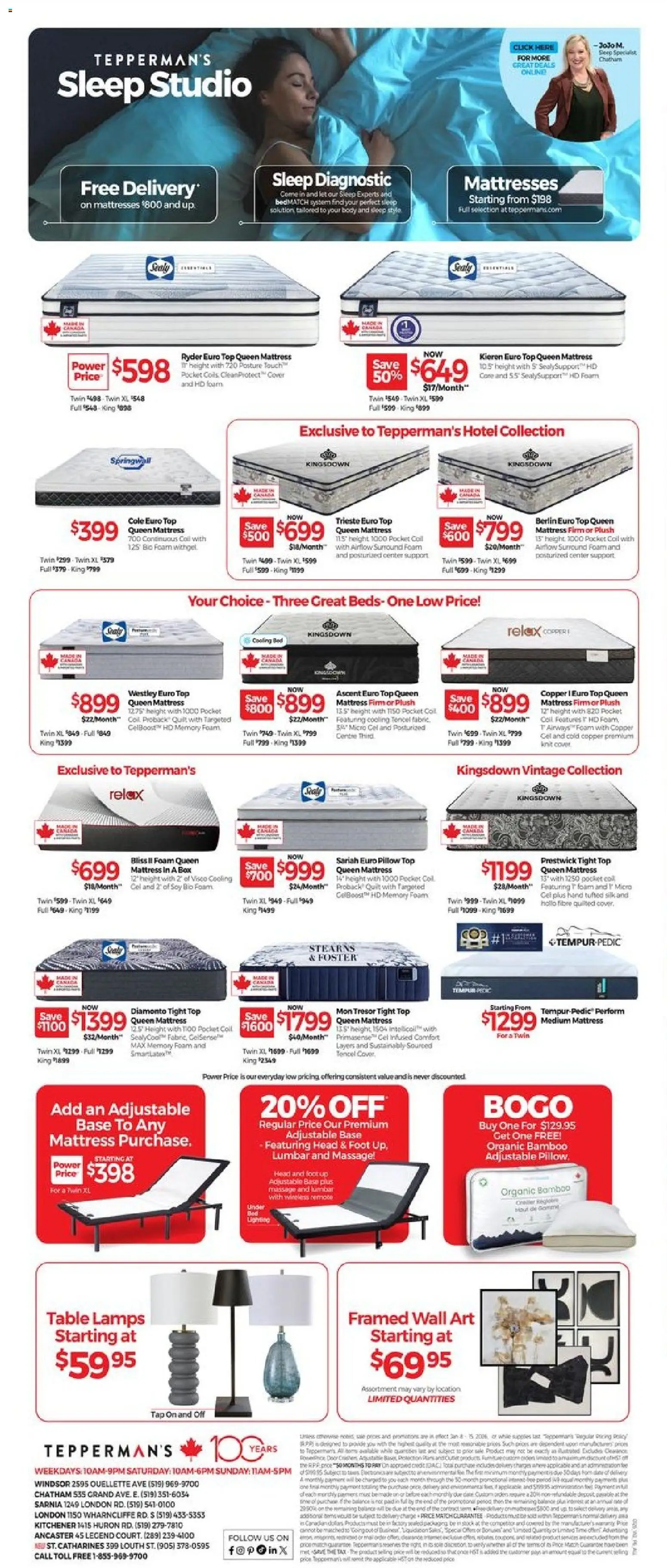 Tepperman's flyer valid from 08.01.2026 | Page: 6 | Products: Bed, Mattress, Table, Box