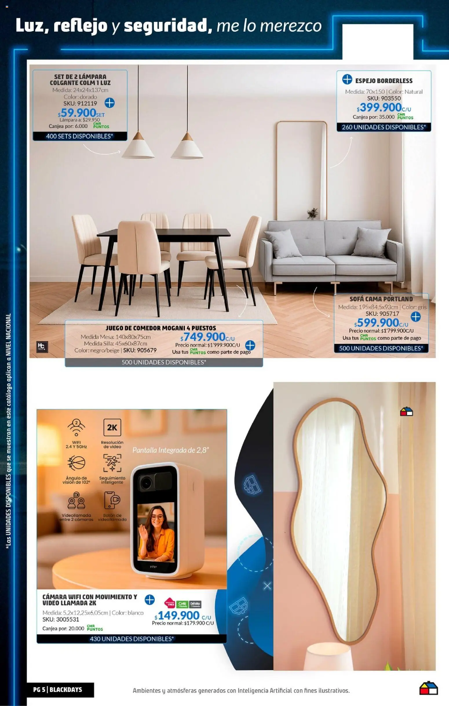 Homecenter revista - valida desde el 29.10.2025 | Página: 5 | Productos: Juego, Juego de comedor, Sofá, Lámpara