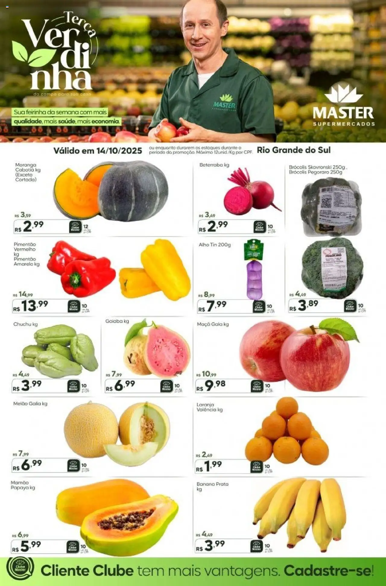 Master Folheto - válido de 14.10.2025 | Página: 1 | Produtos: Goiaba, Chuchu, Beterraba, Pimentão