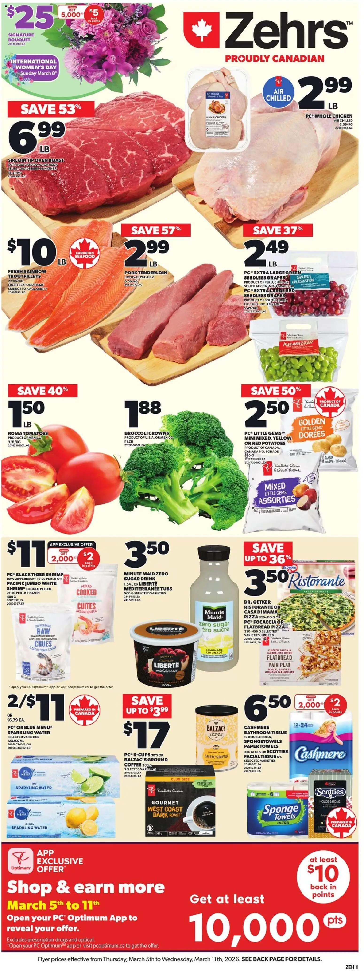 Zehrs flyer valid from 05.03.2026 | Page: 3 | Products: Beef, Sponge, Chicken, Tomatoes