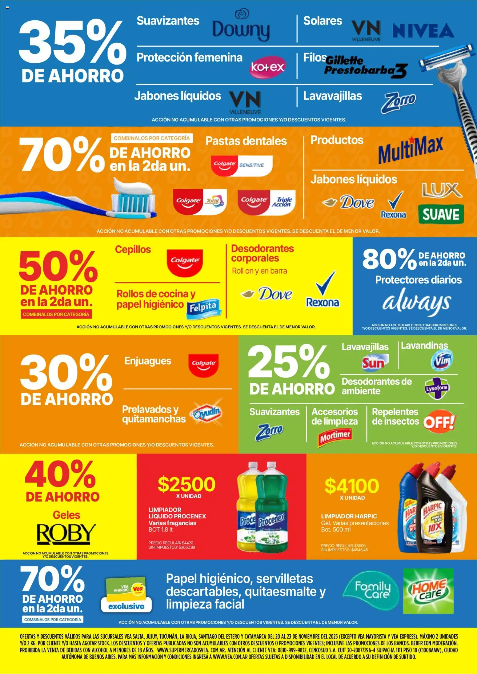 Vea - Oferta fin de semana │ válido desde el 20.11.2025 | Página: 8 | Productos: Papel higiénico, Lavavajillas, Servilletas, Protectores diarios