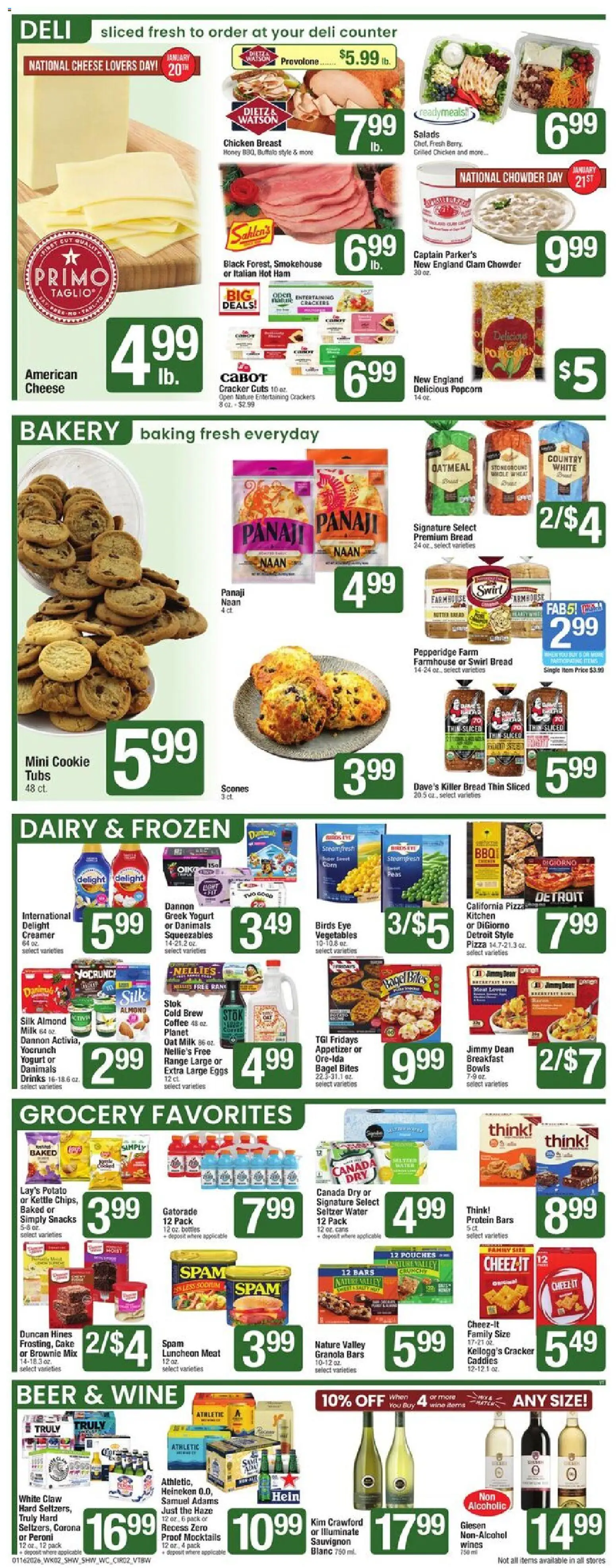 Shaw's Weekly Ad - VT - valid from 16.01.2026 | Page: 2 | Products: Bakery, Yogurt, Bread, Pizza