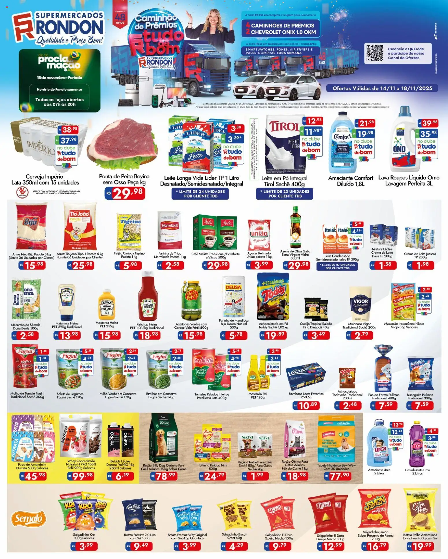 Supermercados Rondon Folheto - válido de 14.11.2025 | Página: 1 | Produtos: Milho verde, Pasta, Carne, Desinfetante