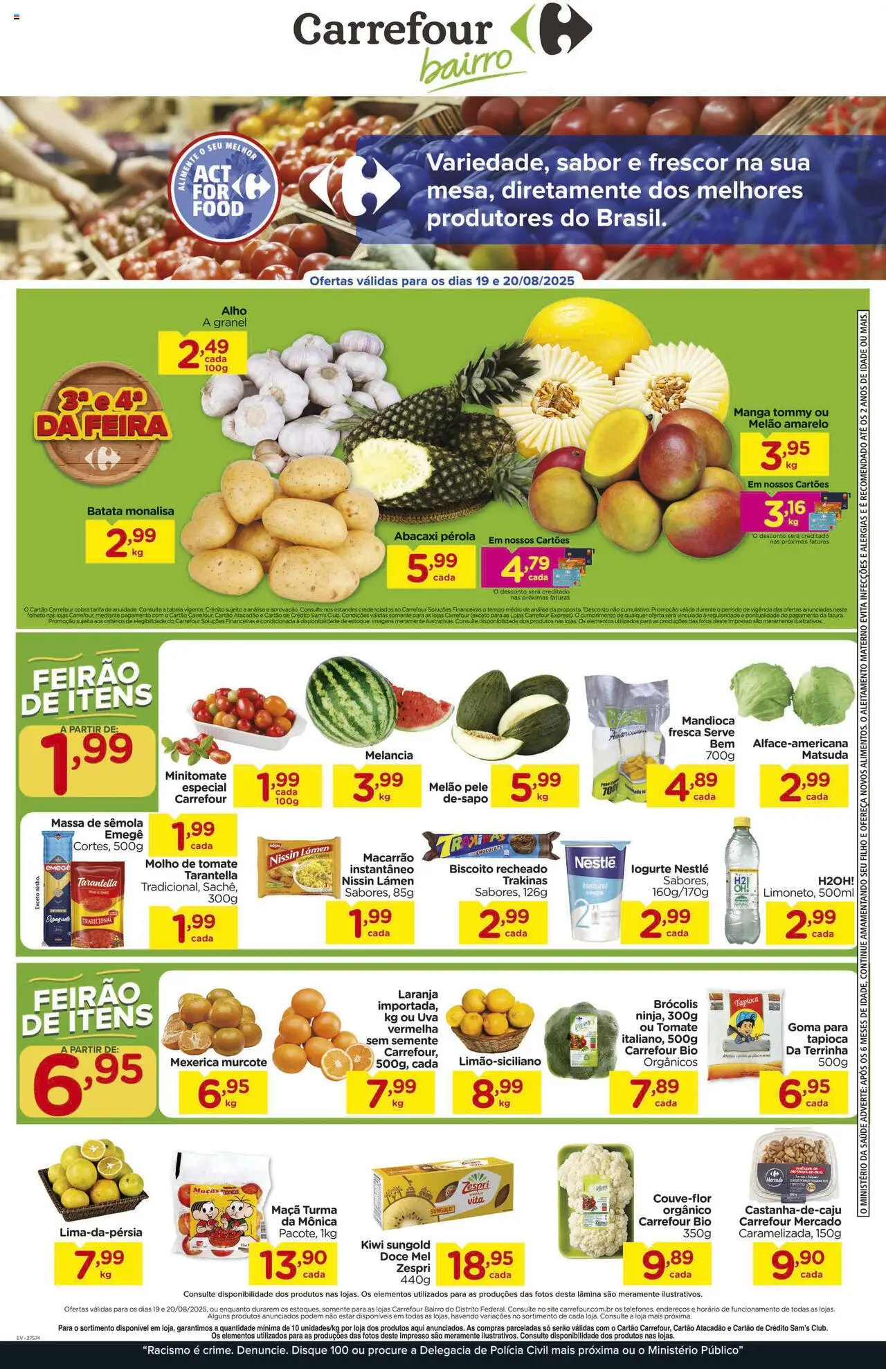 Carrefour Bairro Folheto - válido de 19.08.2025 | Página: 1 | Produtos: Mexerica, Alho, Biscoito, Batata