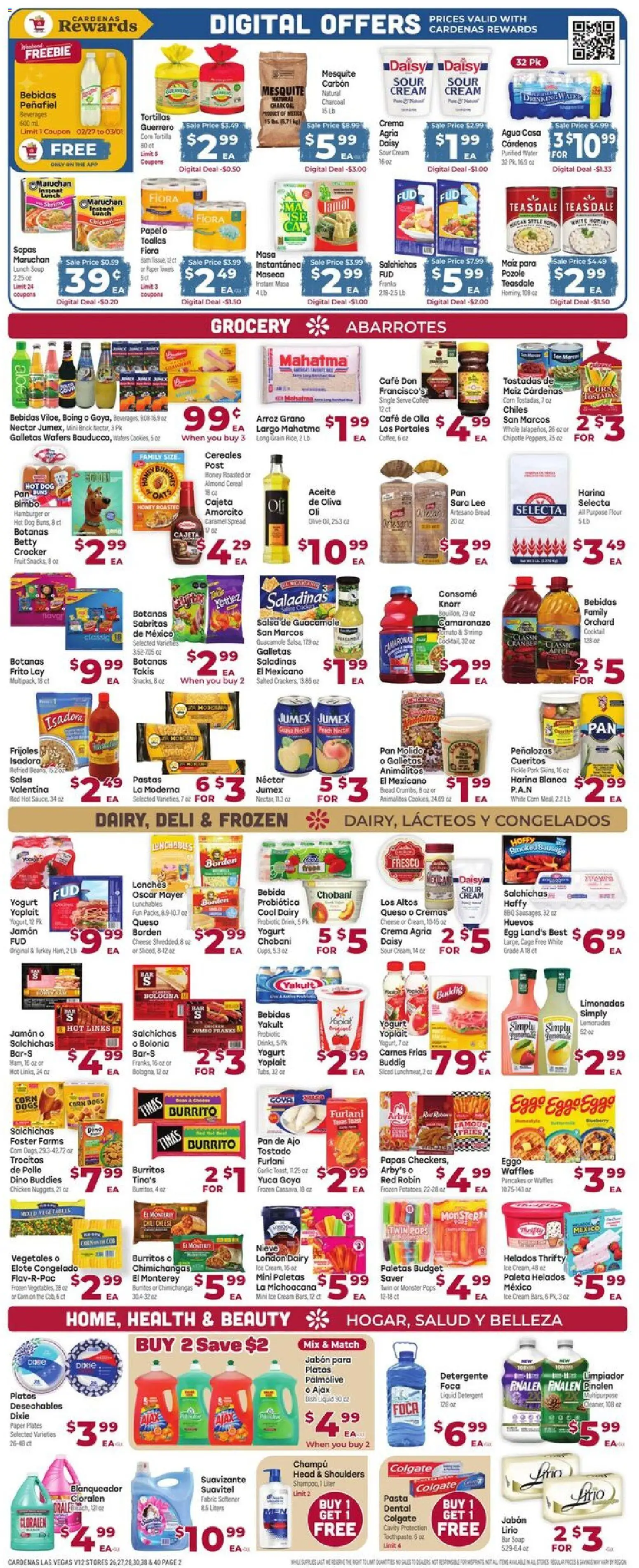 Cardenas Weekly Ad - NV - valid from 25.02.2026 | Page: 2 | Products: Sour cream, Cream, Potatoes, Vegetables