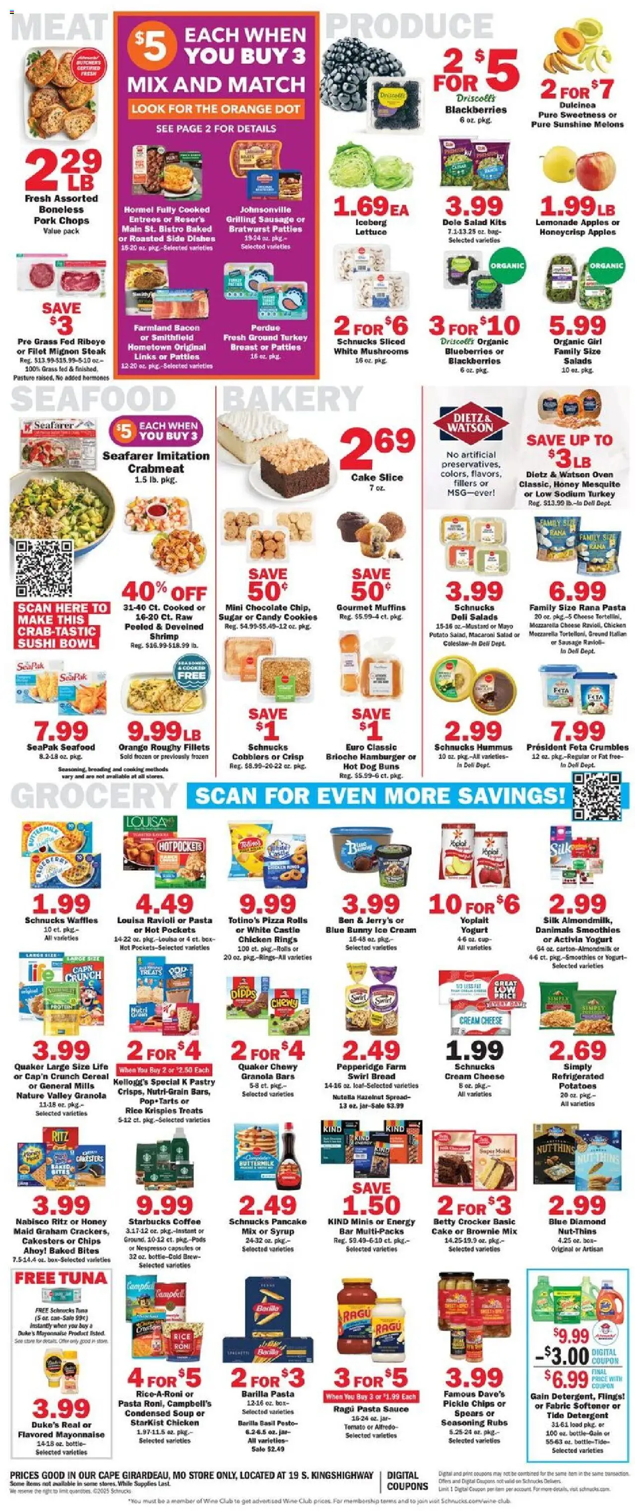 Schnucks Weekly Print Ad - MO - valid from 13.08.2025 | Page: 4 | Products: Cheese, Pizza, Apples, Cookies
