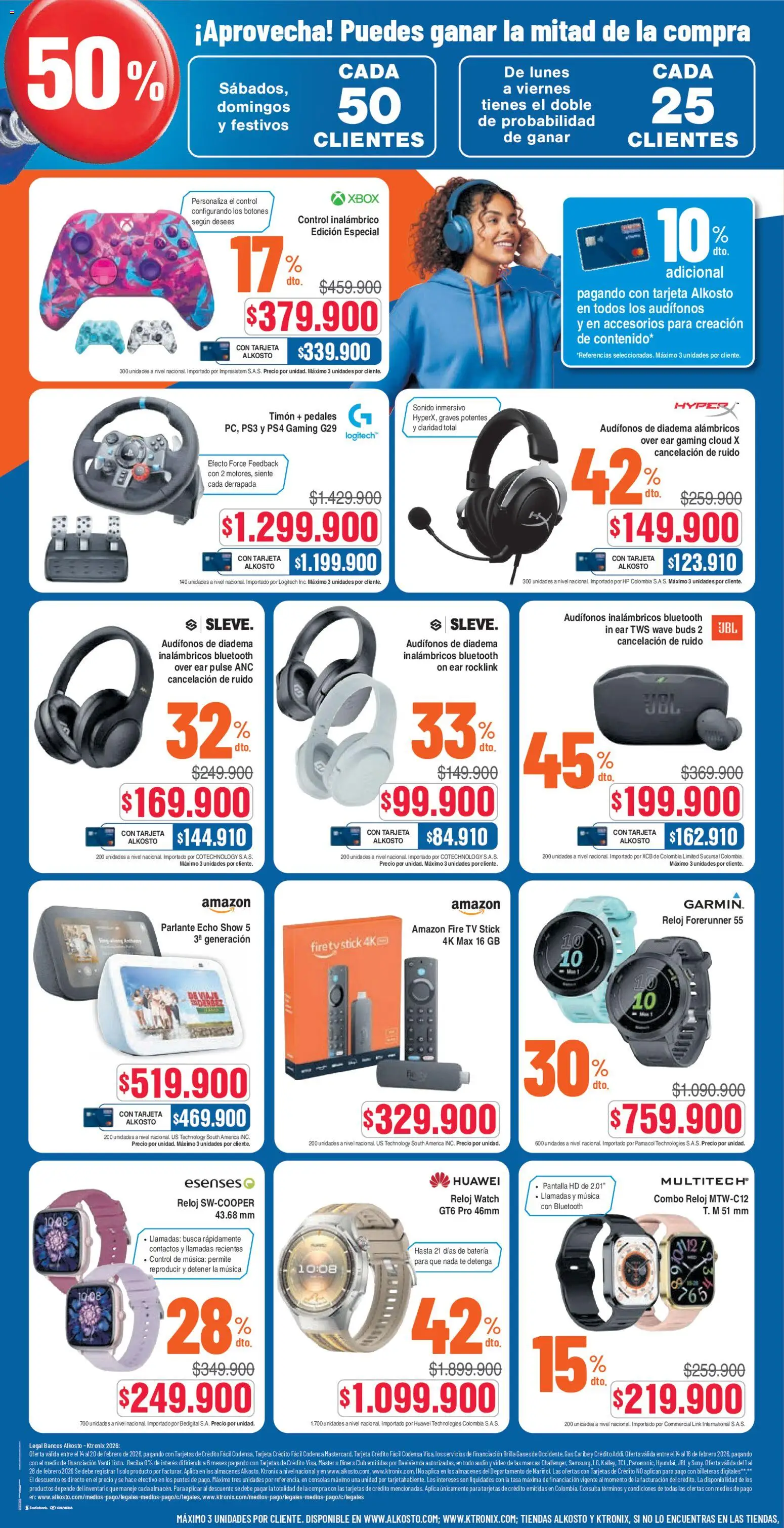 Alkosto revista - valida desde el 14.02.2026 | Página: 4 | Productos: Té, Audio, Xbox, Parlante