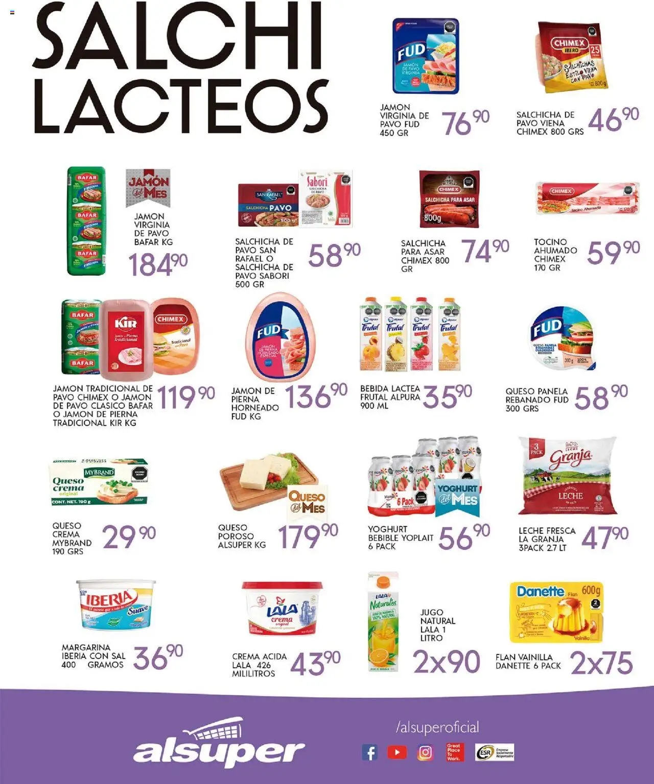 Nuevas ofertas de Alsuper válidas en toda la República Mexicana desde el 10.10.2025. ¡Encuentra las mejores ofertas en Alsuper - Folleto Durango! | Página: 3 | Productos: Queso crema, Leche, Jamón, Jugo