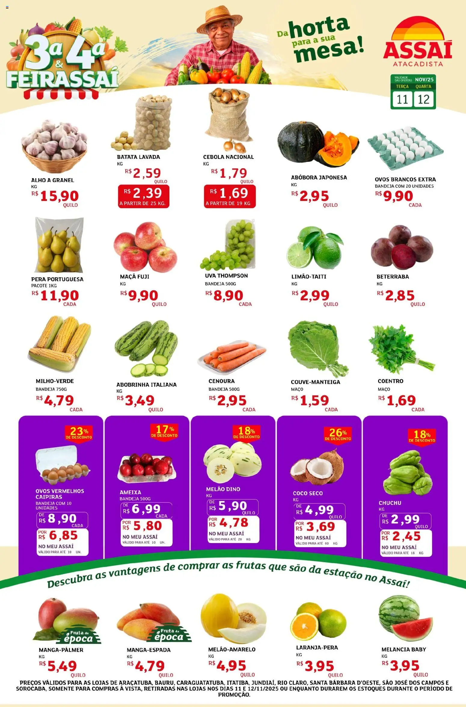 Assaí Atacadista Folheto - válido de 11.11.2025 | Página: 1 | Produtos: Melancia, Melão, Chuchu, Beterraba