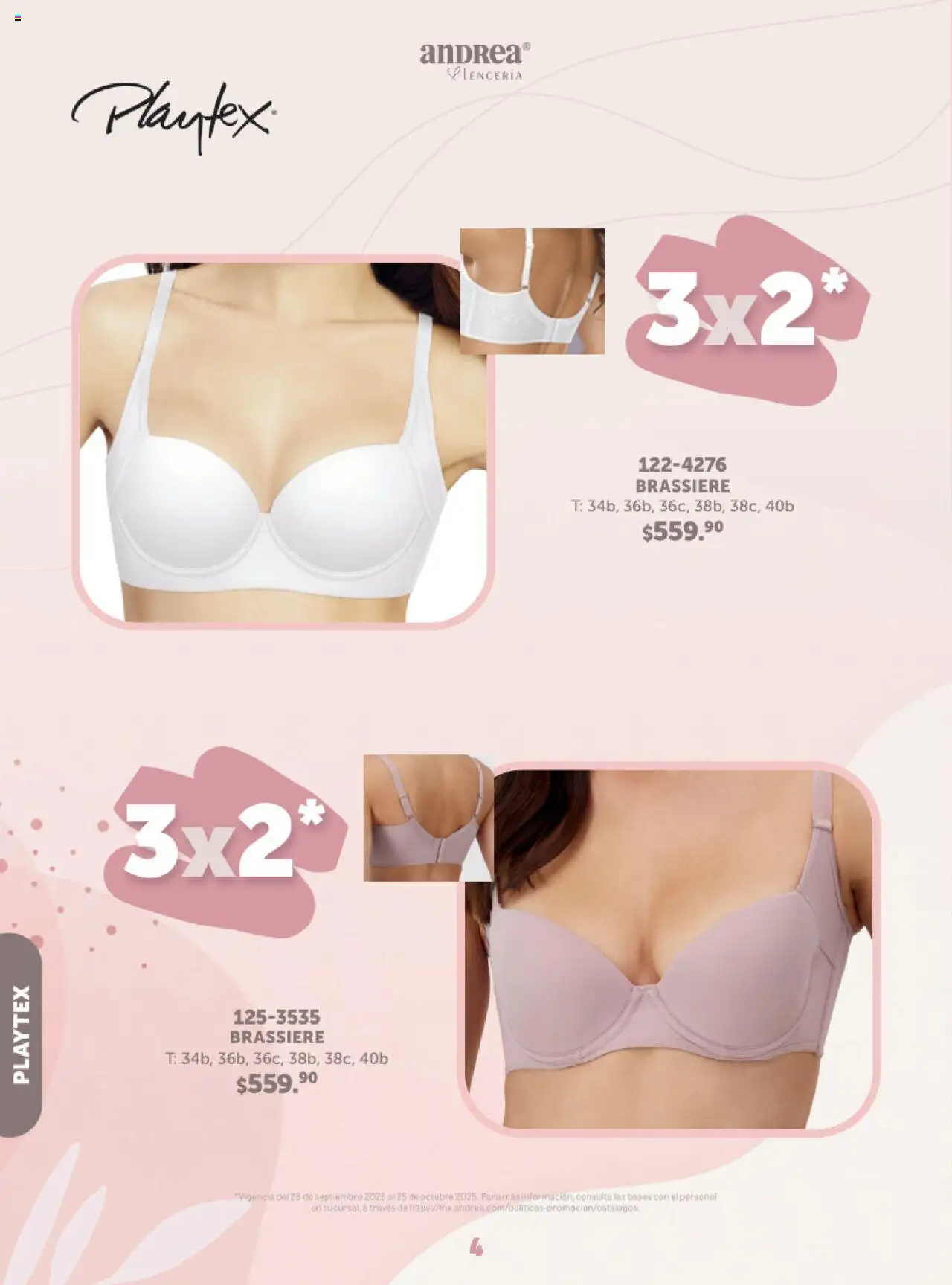 Nuevas ofertas de Andrea válidas en toda la República Mexicana desde el 28.09.2025. ¡Encuentra las mejores ofertas en Andrea - Catálogo Playtex! | Página: 4