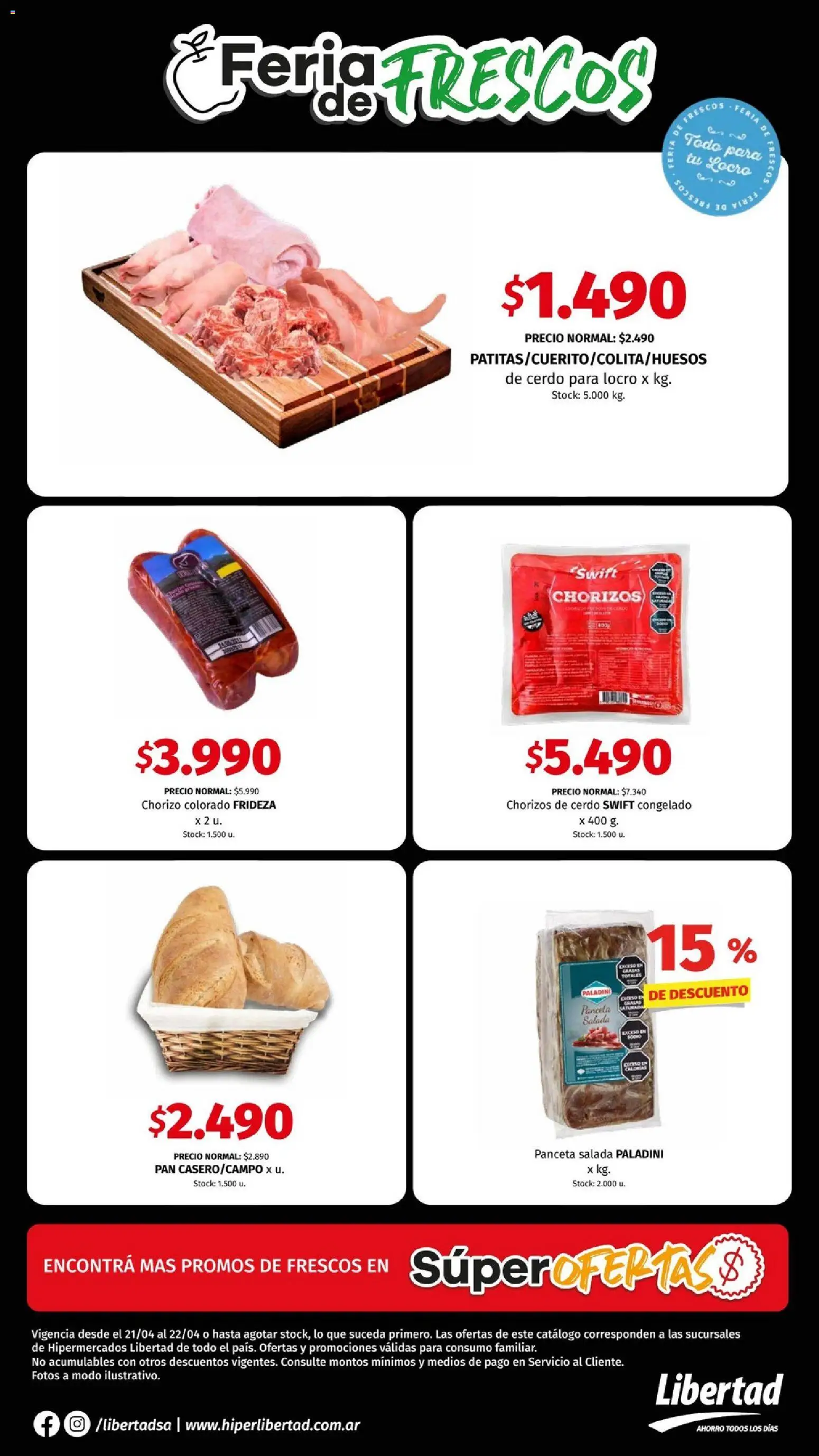 Hipermercado Libertad - Feria de Frescos  │ válido desde el 21.04.2026 | Página: 3 | Productos: Panceta, Pan, Chorizo, Cerdo