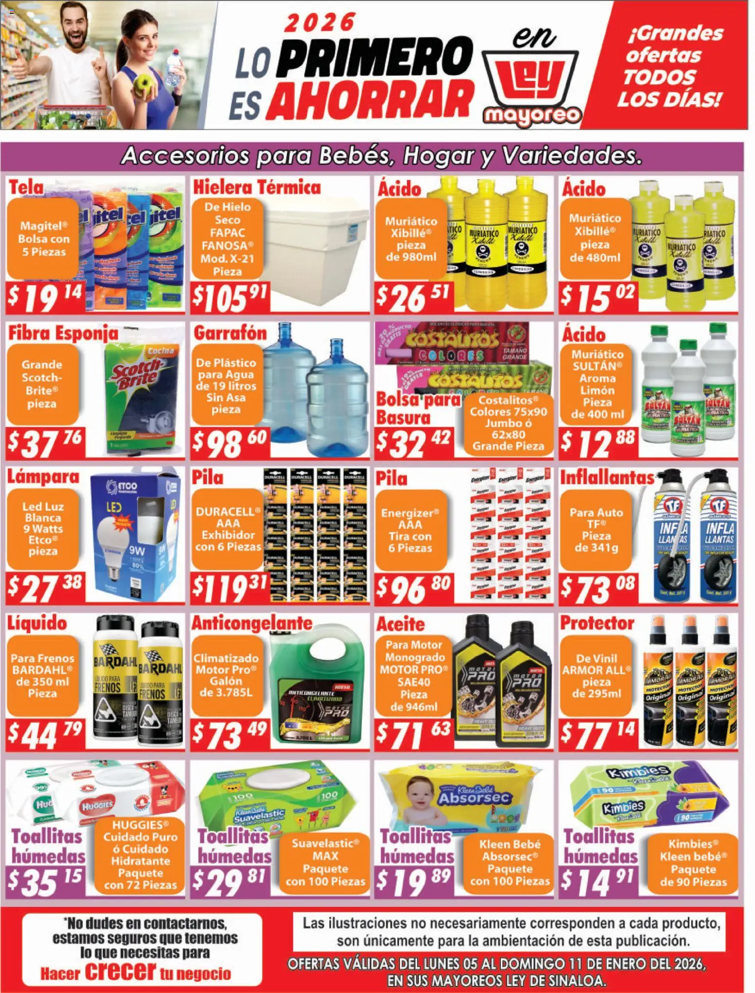 Nuevas ofertas de Casa Ley válidas en toda la República Mexicana desde el 05.01.2026. ¡Encuentra las mejores ofertas en Casa Ley folleto Sinaloa! | Página: 1 | Productos: Bolsa, Esponja, Agua, Lámpara
