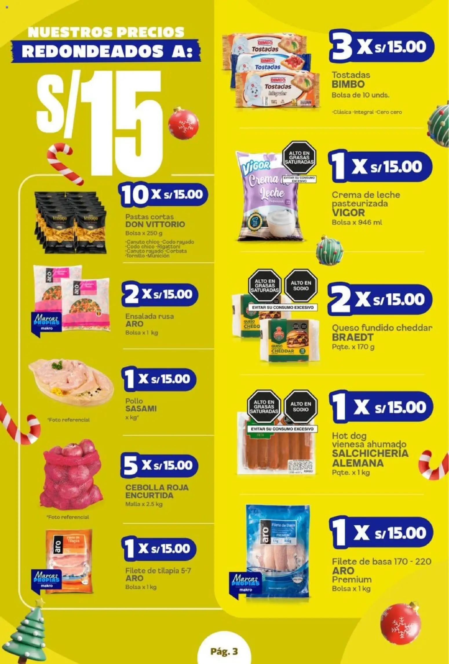 Catálogo Makro válido desde 06.11.2025 | Página: 3 | Productos: Leche, Crema, Ensalada, Bolsa