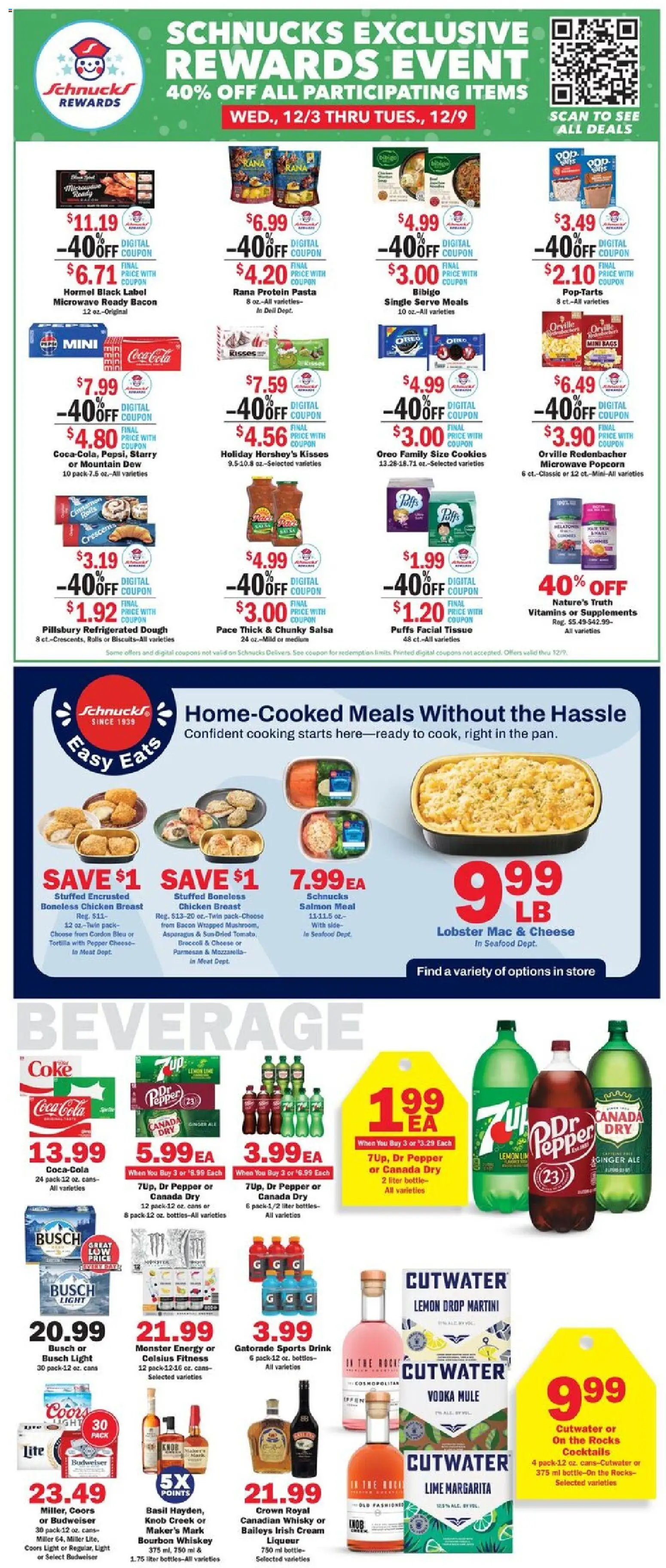 Schnucks Weekly Print Ad - IL - valid from 03.12.2025 | Page: 3 | Products: Bourbon, Pasta, Whiskey, Seafood