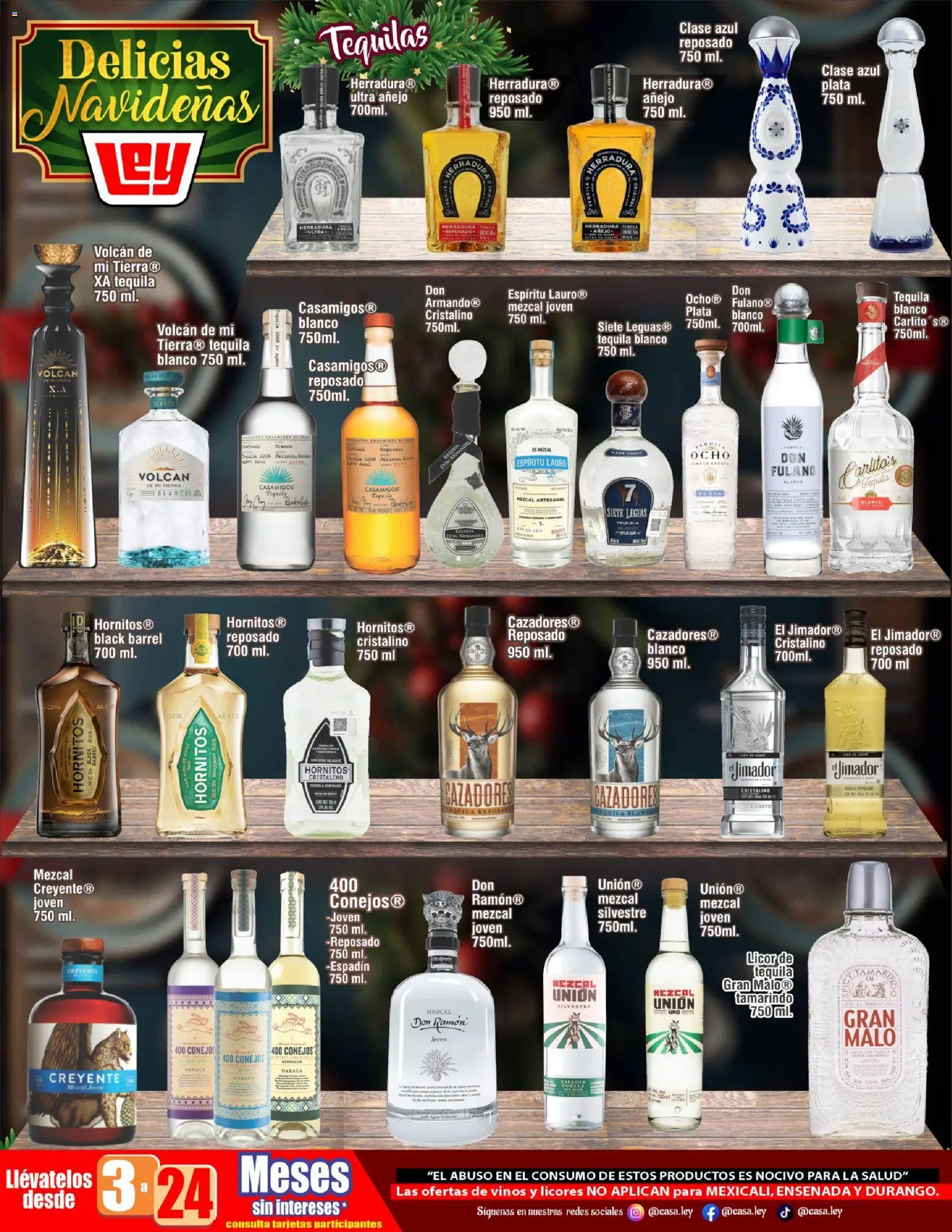 Nuevas ofertas de Casa Ley válidas en toda la República Mexicana desde el 19.12.2025. ¡Encuentra las mejores ofertas en Casa Ley folleto Delicias Navideñas Frontera! | Página: 20 | Productos: Tequila