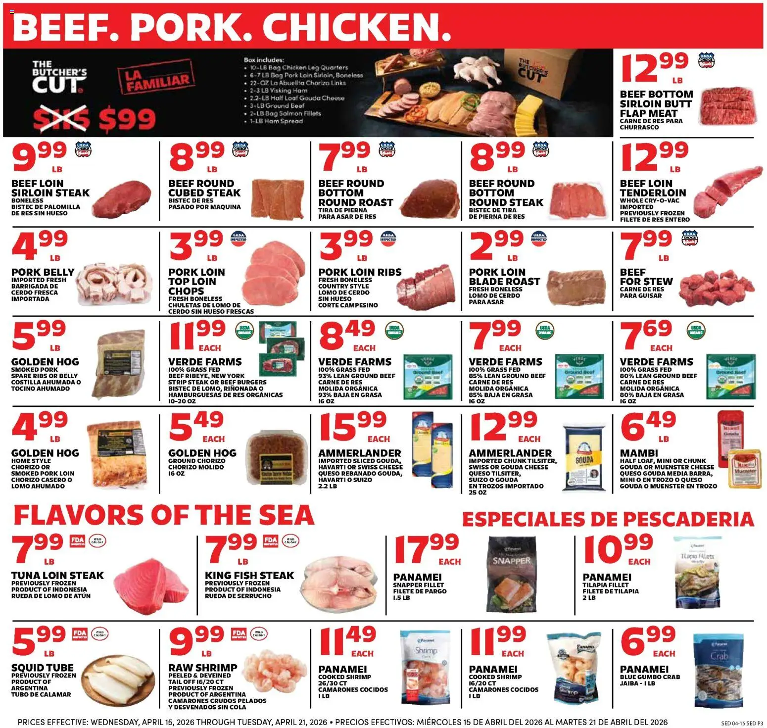Sedano's Weekly Ad - valid from 15.04.2026 | Page: 3 | Products: Fish, Beef, Beet, Bag