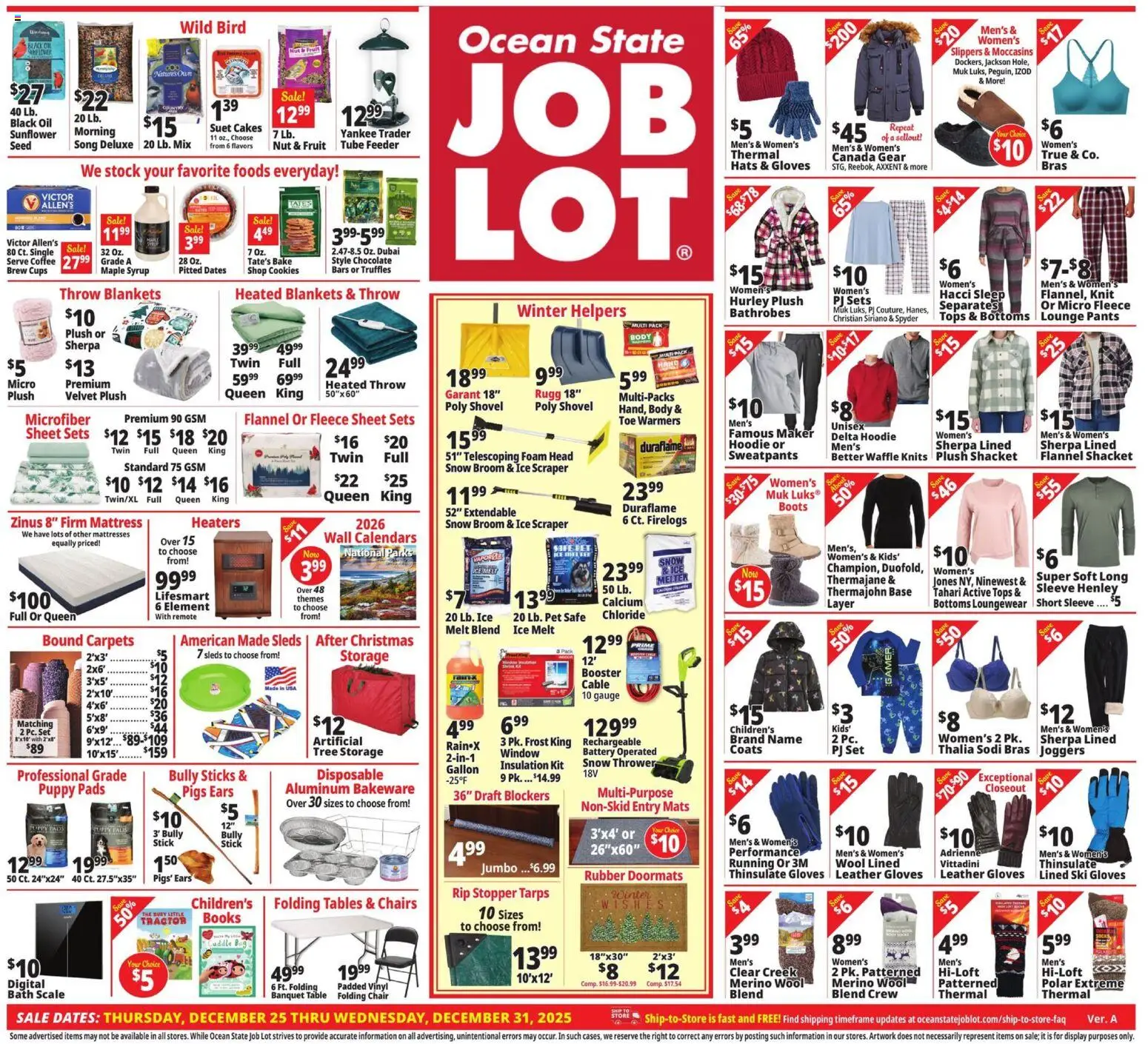 Ocean State Job Lot Weekly Ad - MA - valid from 25.12.2025 | Page: 1 | Products: Coffee, Cookies, Pants, Gloves