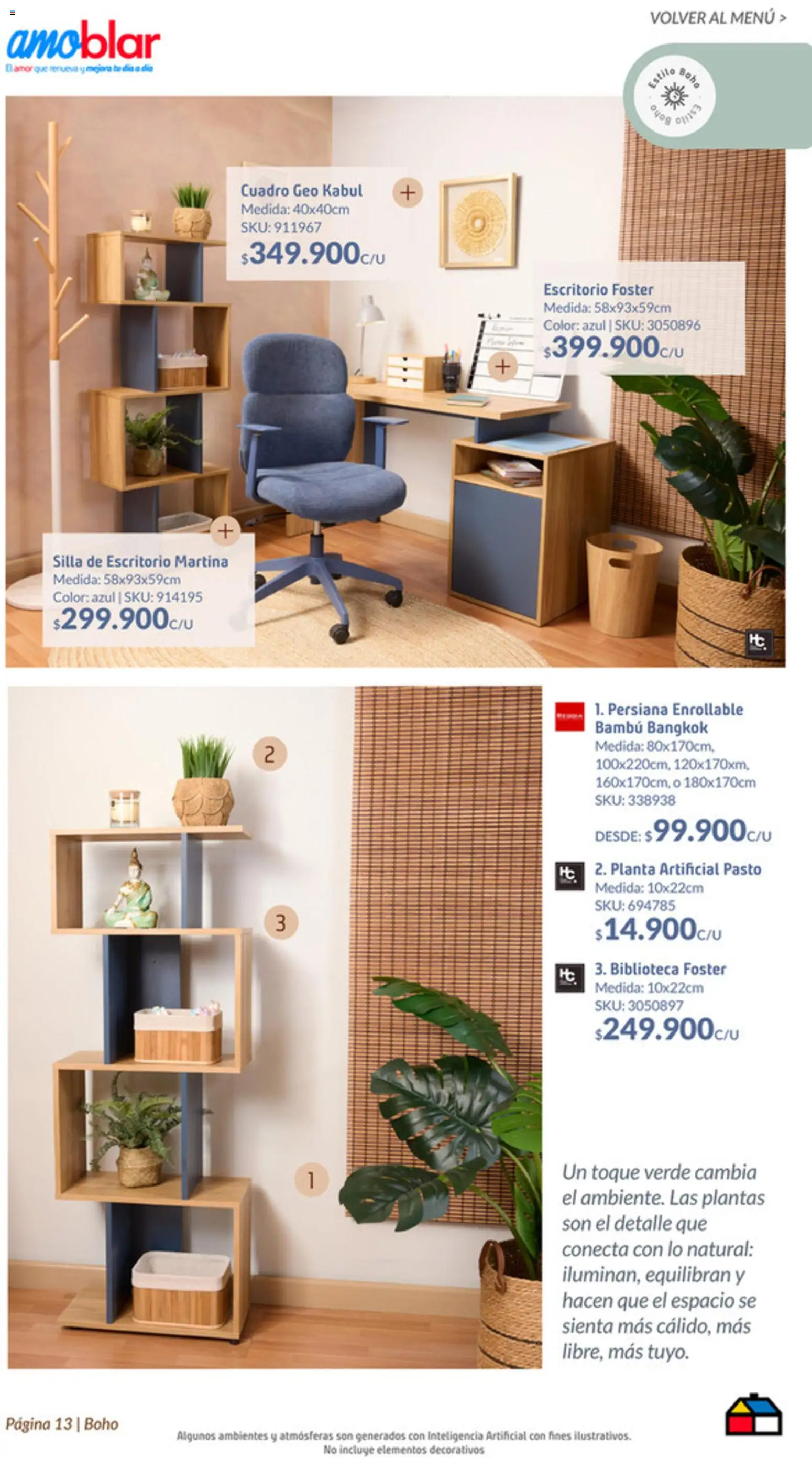 Homecenter revista - valida desde el 22.01.2026 | Página: 13 | Productos: Escritorio, Silla, Biblioteca, Cuadro