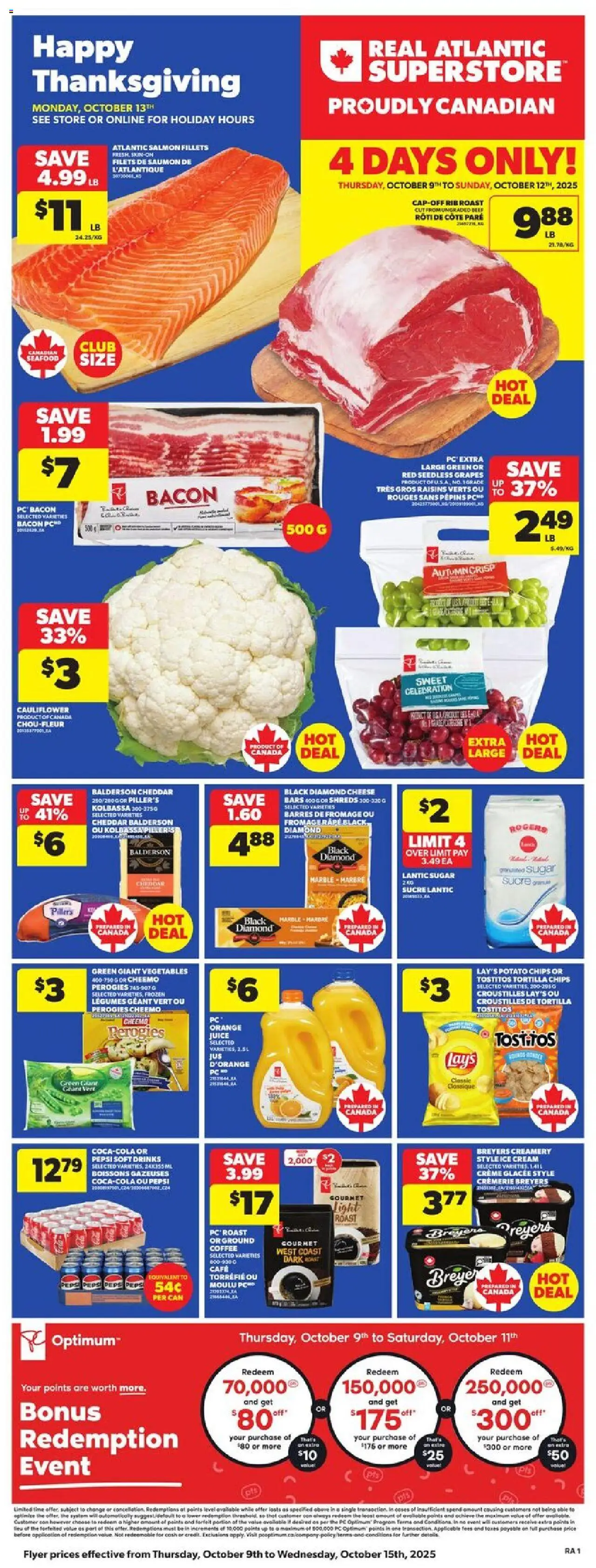 Atlantic Superstore flyer valid from 09.10.2025 | Page: 3 | Products: Chips, Cream, Cheese, Juice