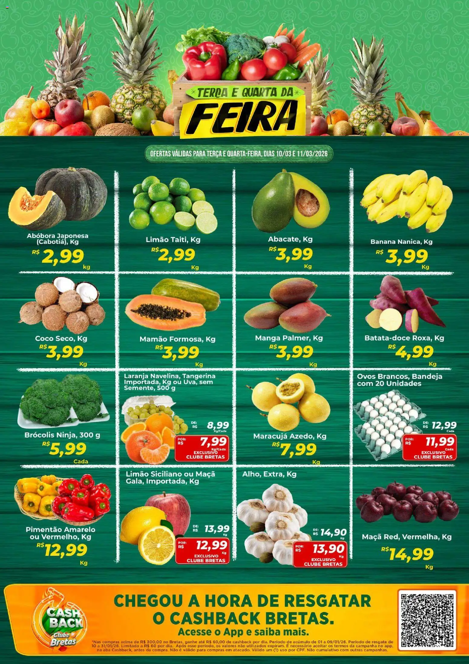 Bretas Folheto - válido de 10.03.2026 | Página: 1 | Produtos: Limão siciliano, Abóbora, Ovos, Bandeja
