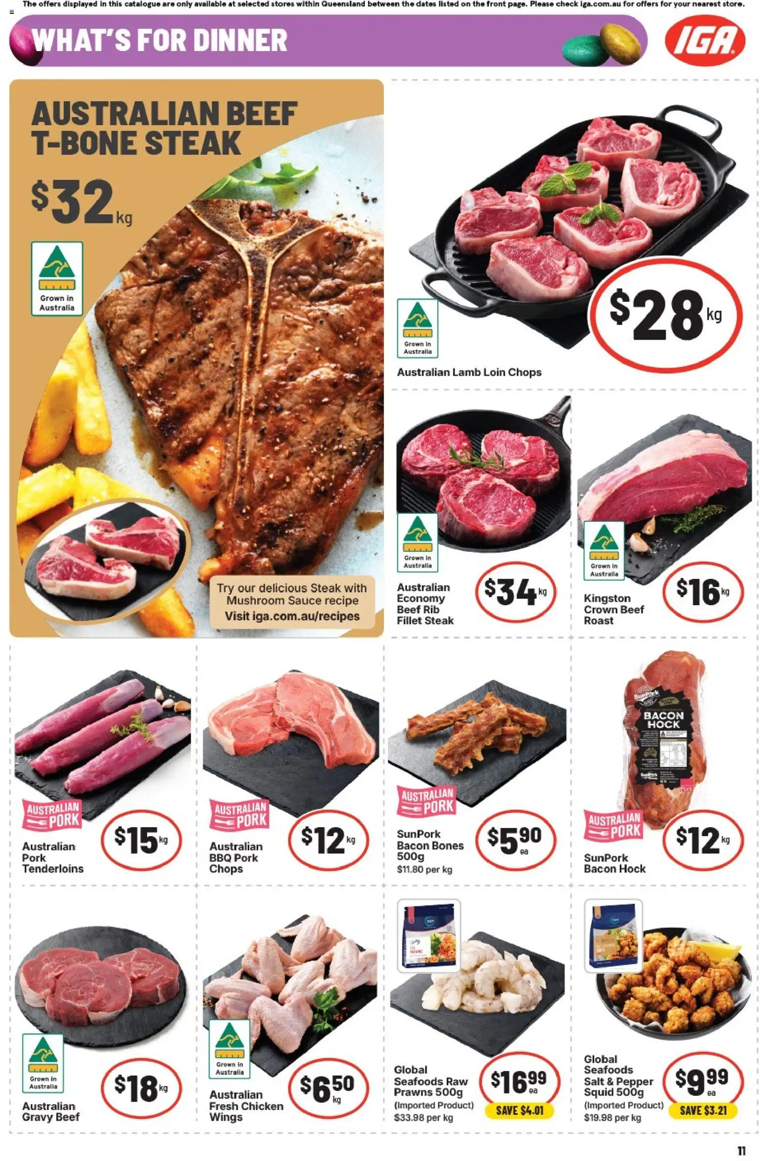 IGA catalogue - valid from 25.03.2026 | Page: 14 | Products: Pork, Steak, Sauce, Salt