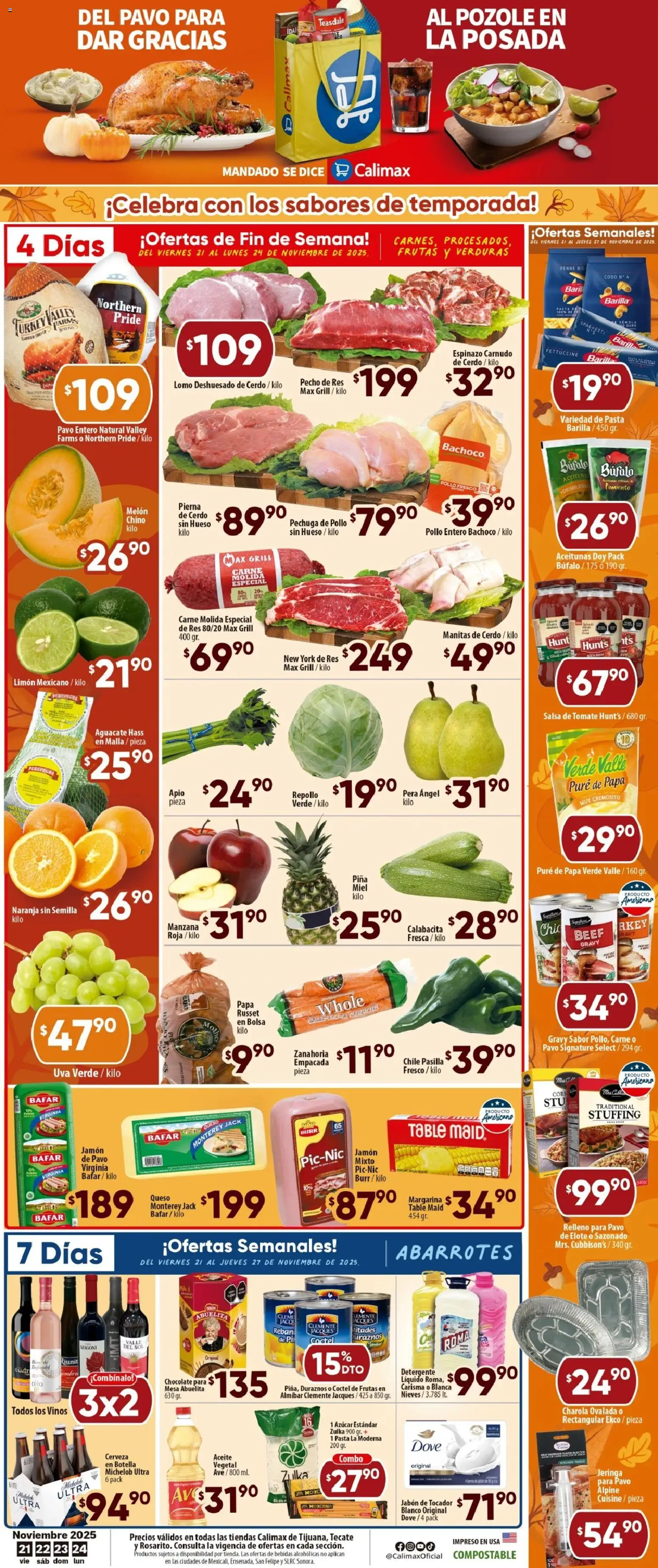 Nuevas ofertas de Calimax válidas en toda la República Mexicana desde el 21.11.2025. ¡Encuentra las mejores ofertas en Calimax folleto Rosarito! | Página: 1 | Productos: Azúcar, Melón, Pimiento, Mesa