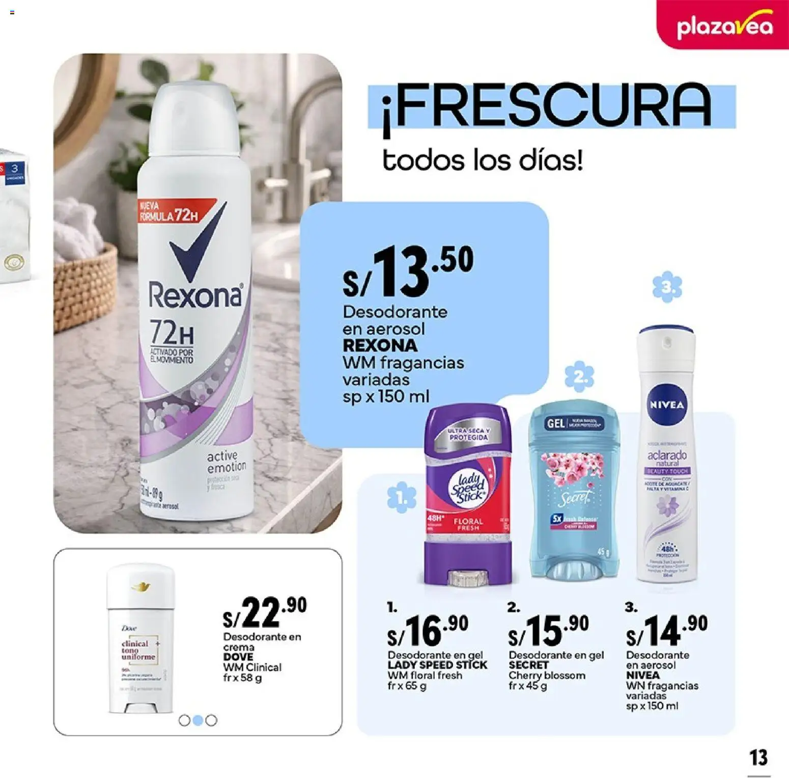 Catálogo Plaza Vea válido desde 06.04.2026 | Página: 13 | Productos: Desodorante, Crema